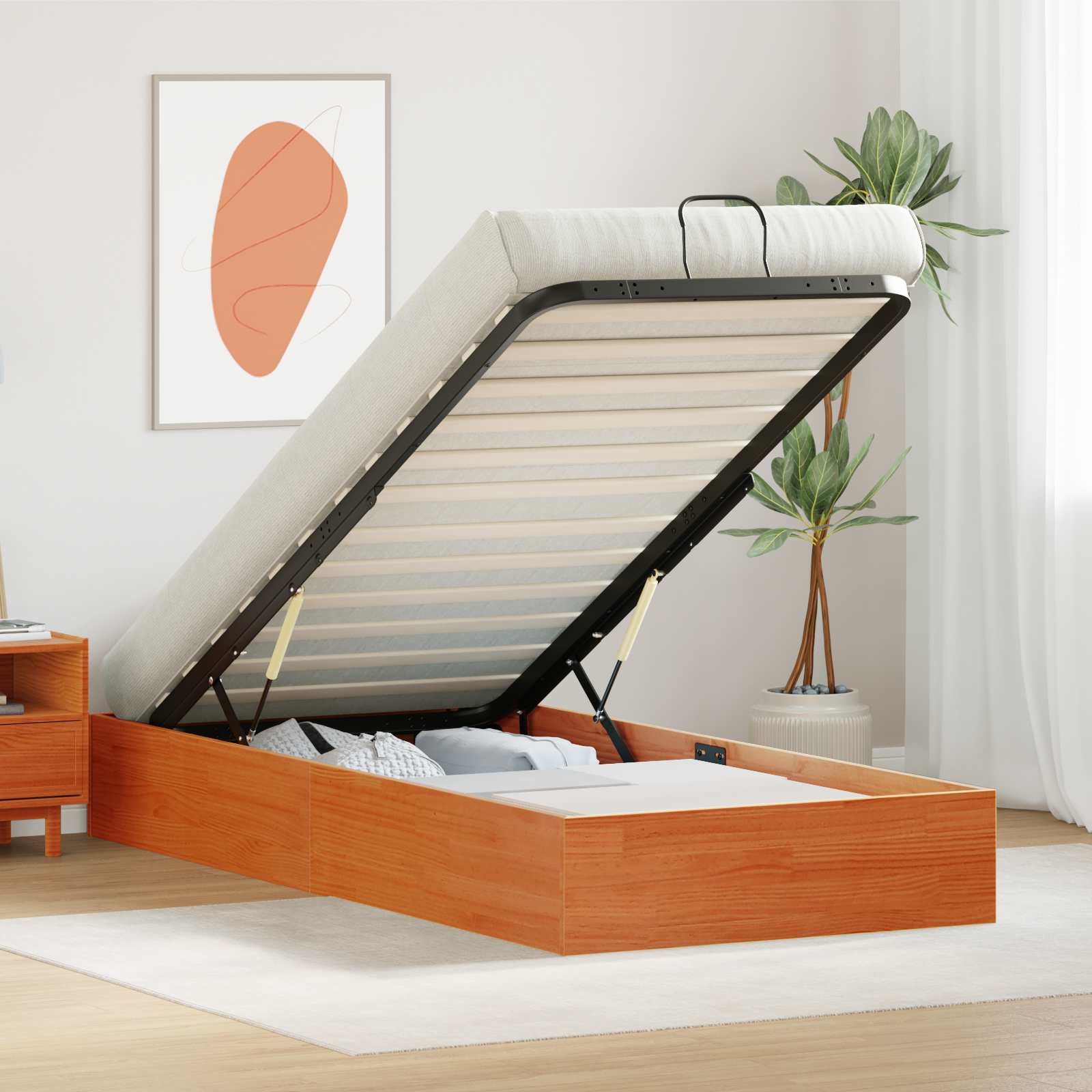 Ottoman Bedframe met Opslag Wasbruin 75 x 190 cm – afbeelding 1