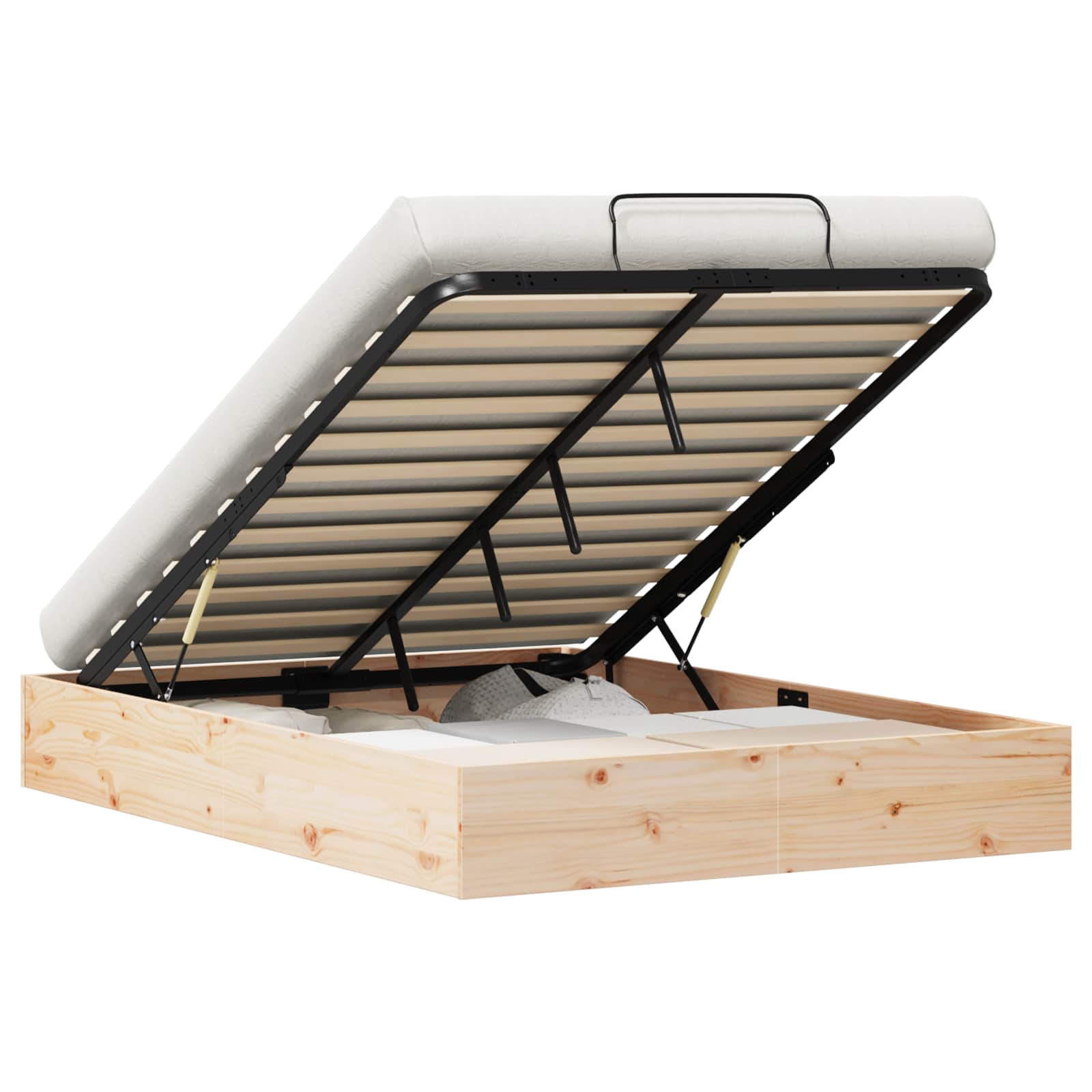 Ottoman Bedframe met Opslag Naturel 135 x 190 cm – afbeelding 1