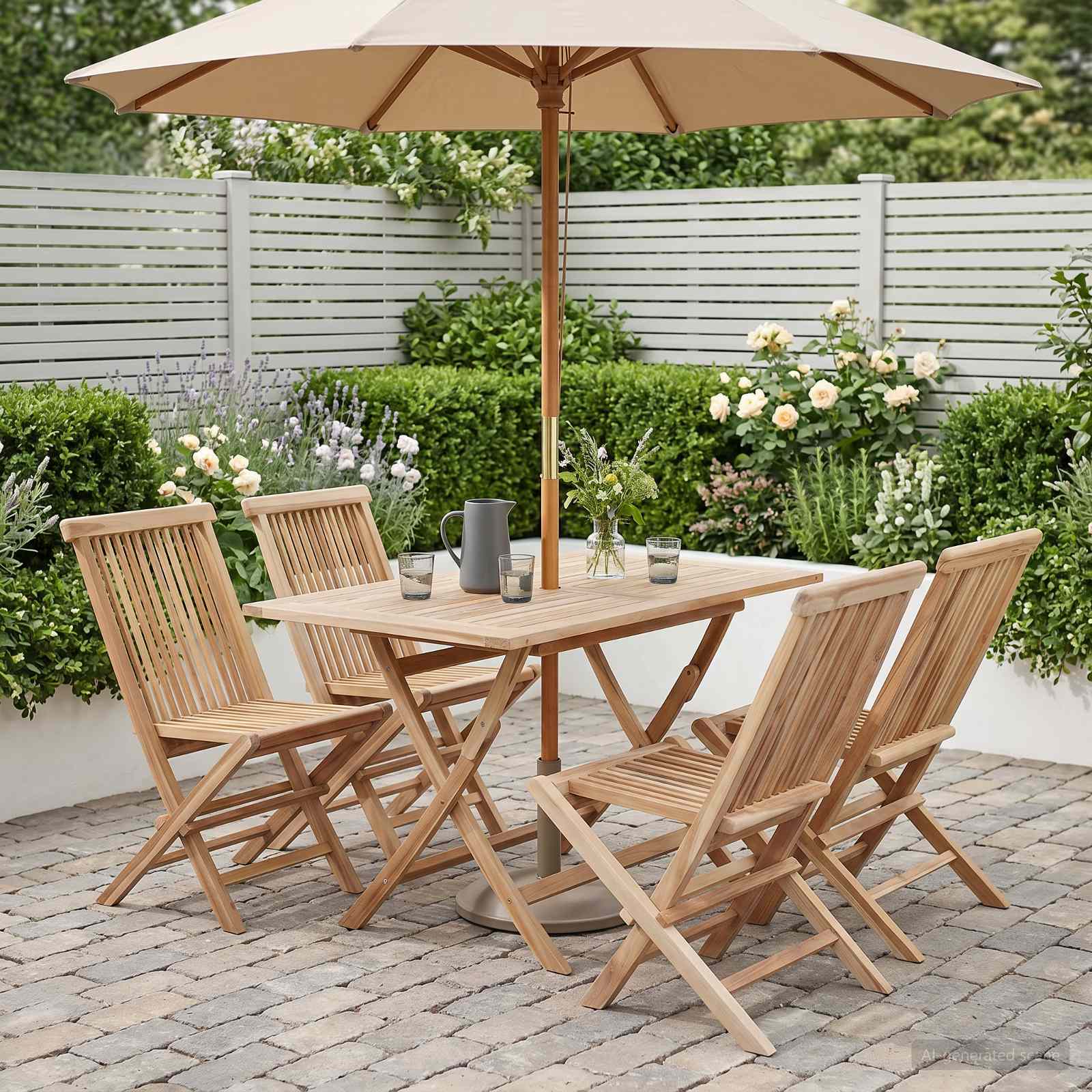 Tuinmeubelset 5 st Naturel Massief Teakhout