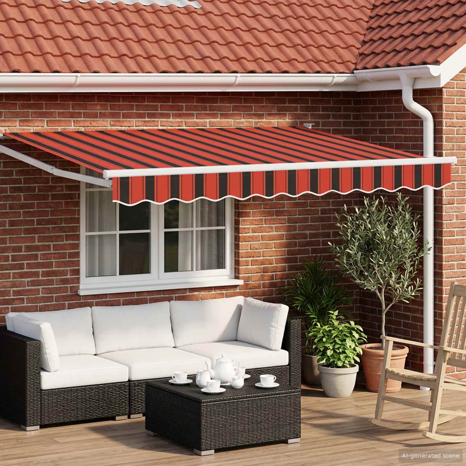 Markies Oranje, Zwart en Geel 2,5 x 2 m Polyester en Metaal