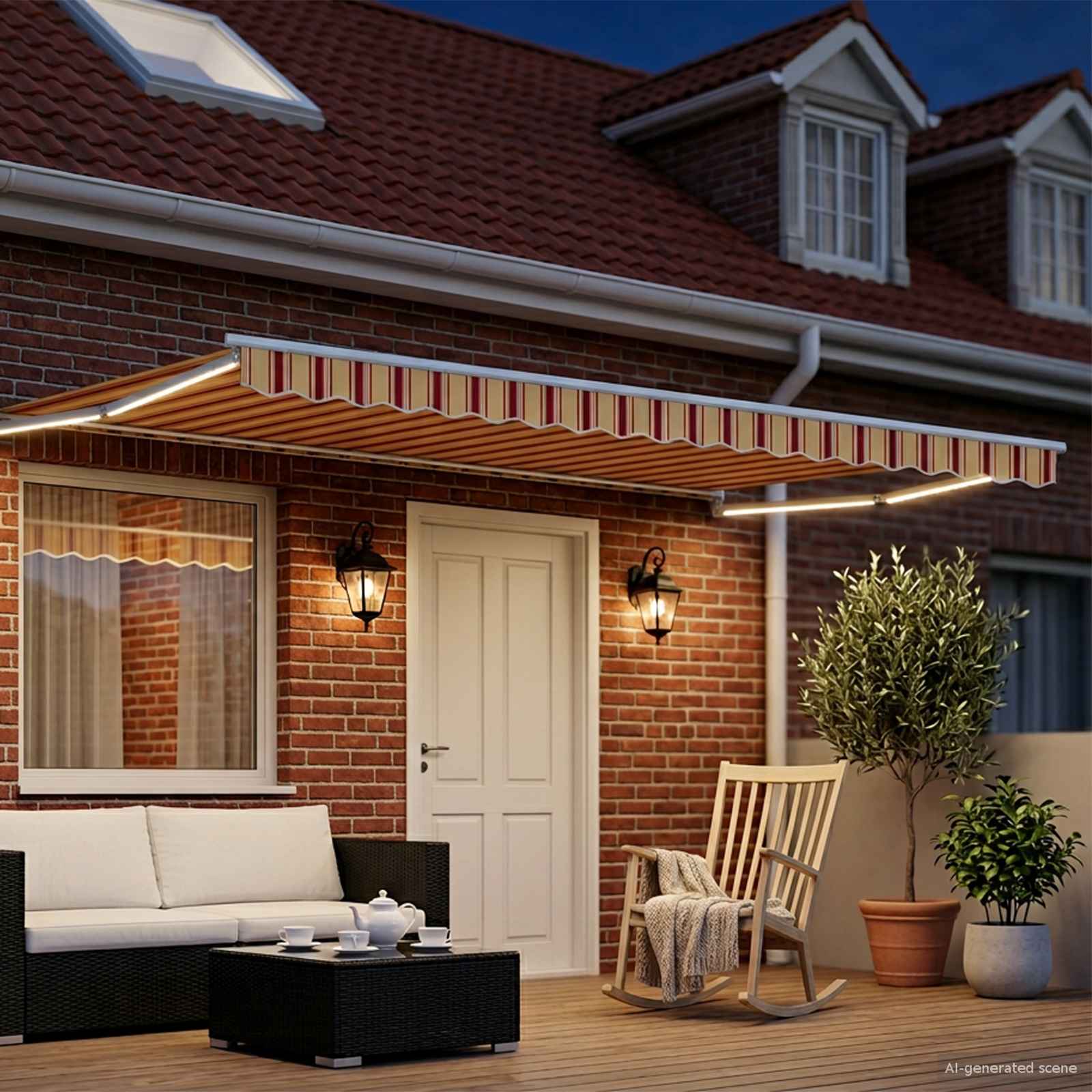 Handbediende luifel met LED's Multikleur 4 x 2 m – afbeelding 3
