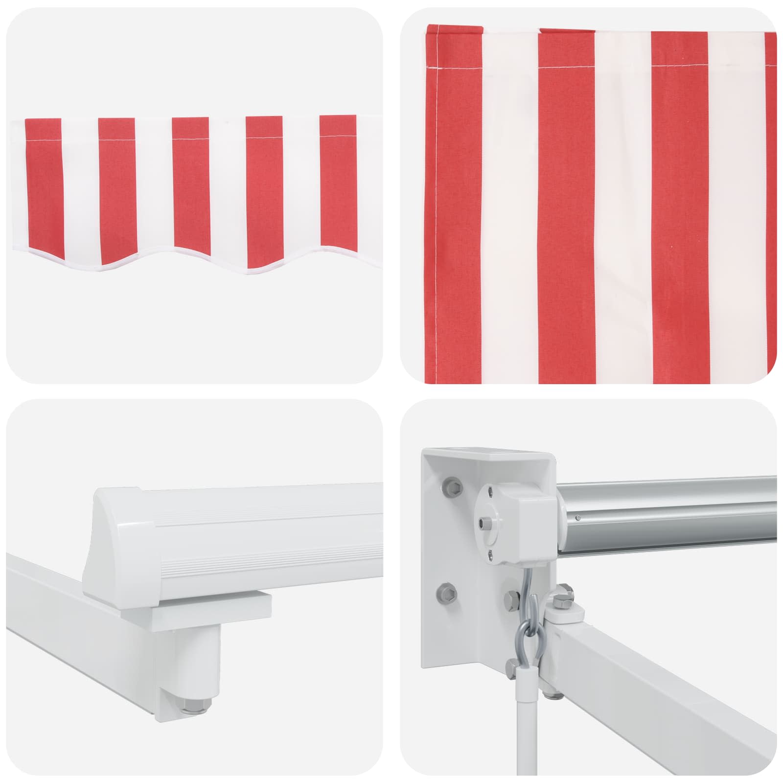 Handbediende luifel met LED's Rood en Wit 3 x 2,5 m – afbeelding 9