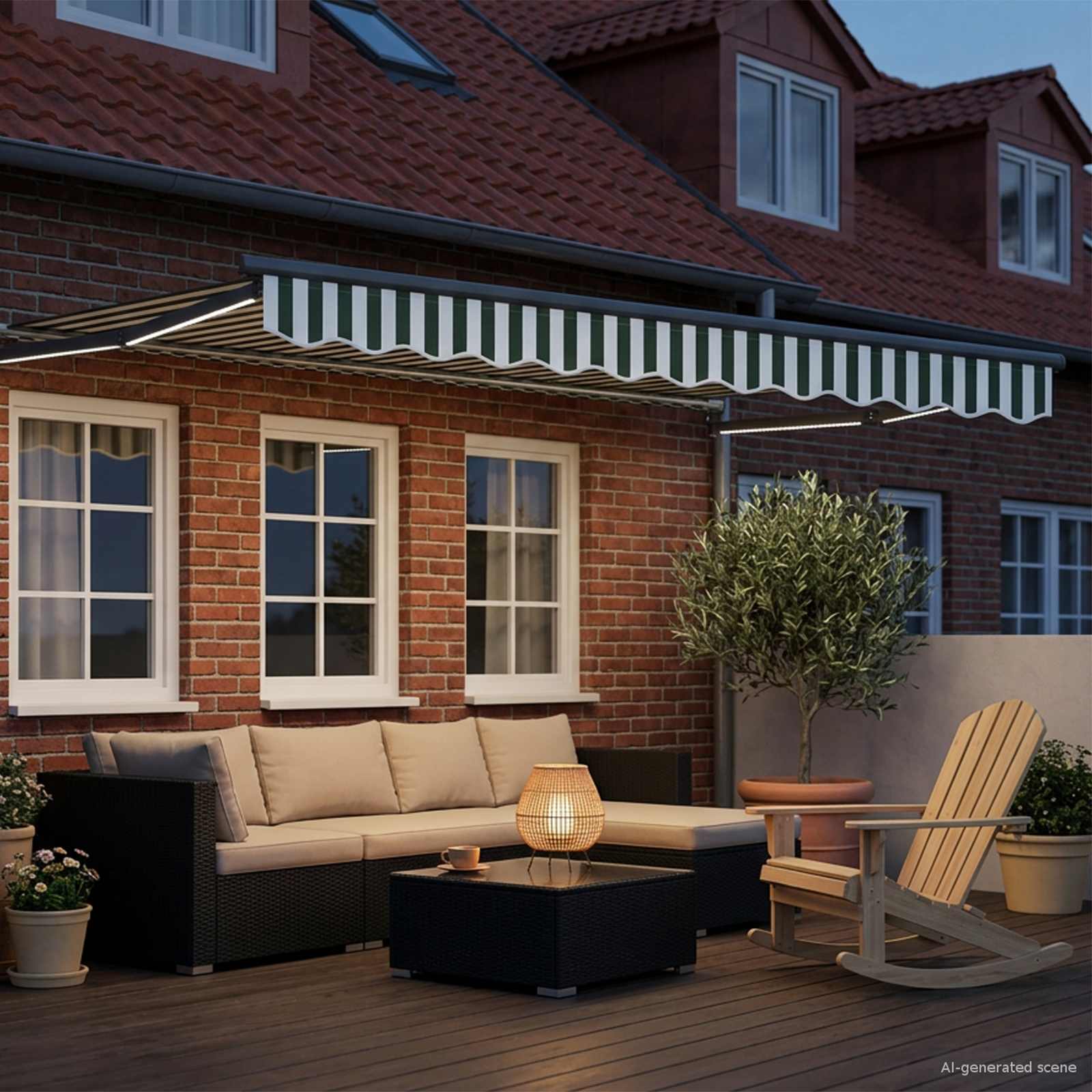 Handbediende luifel met LED's Groen, Wit, Anthraciet 2,5 x 2 m – afbeelding 3