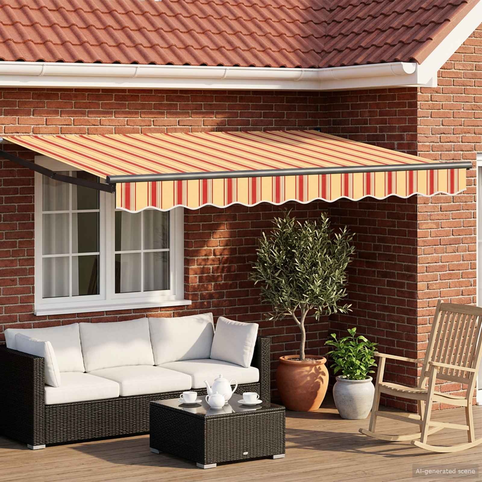 Handbediende luifel met LED's Multikleur 3,5 x 2 m