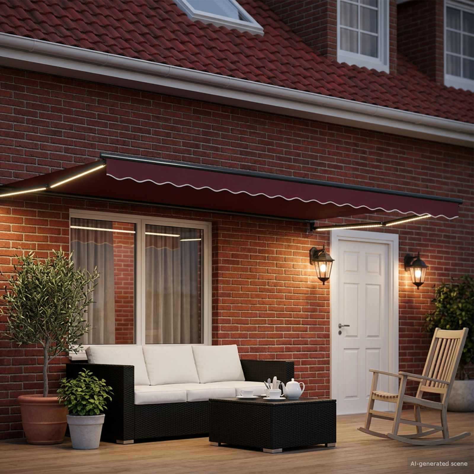 Handbediende luifel met LED's 4 x 2 m – afbeelding 3