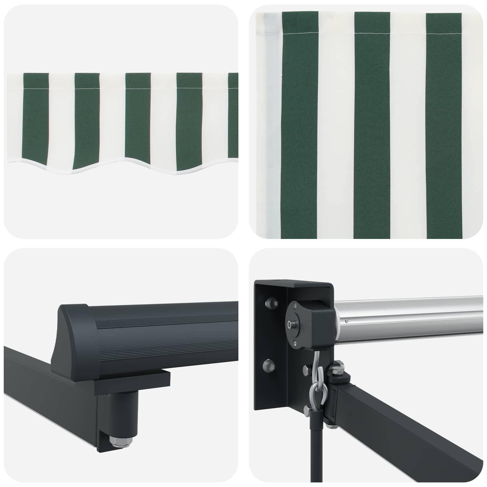 Handbediende luifel met LED's Groen, Wit, Anthraciet 4 x 2 m – afbeelding 9