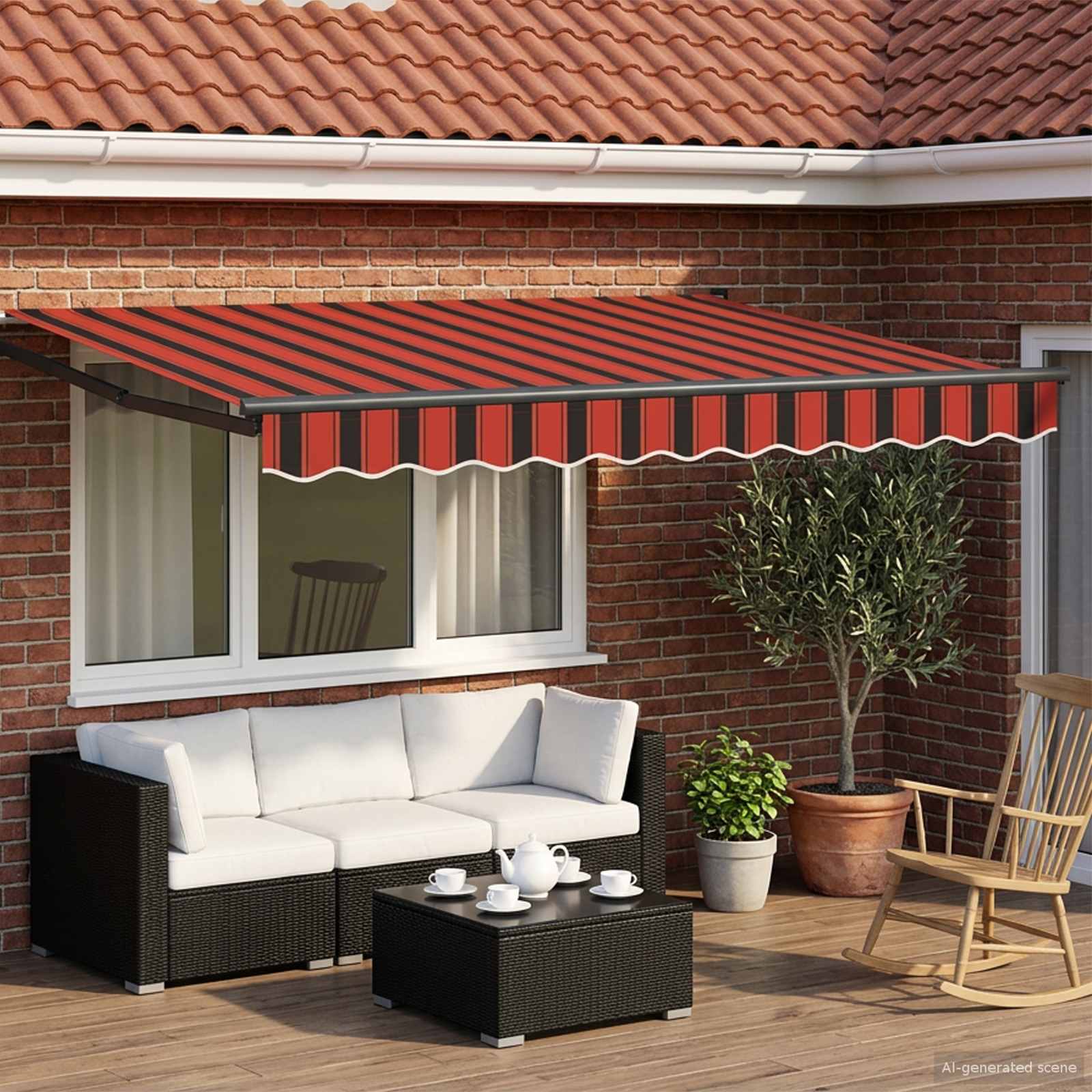 Handbediende luifel met LED's 3 x 2,5 m – afbeelding 1