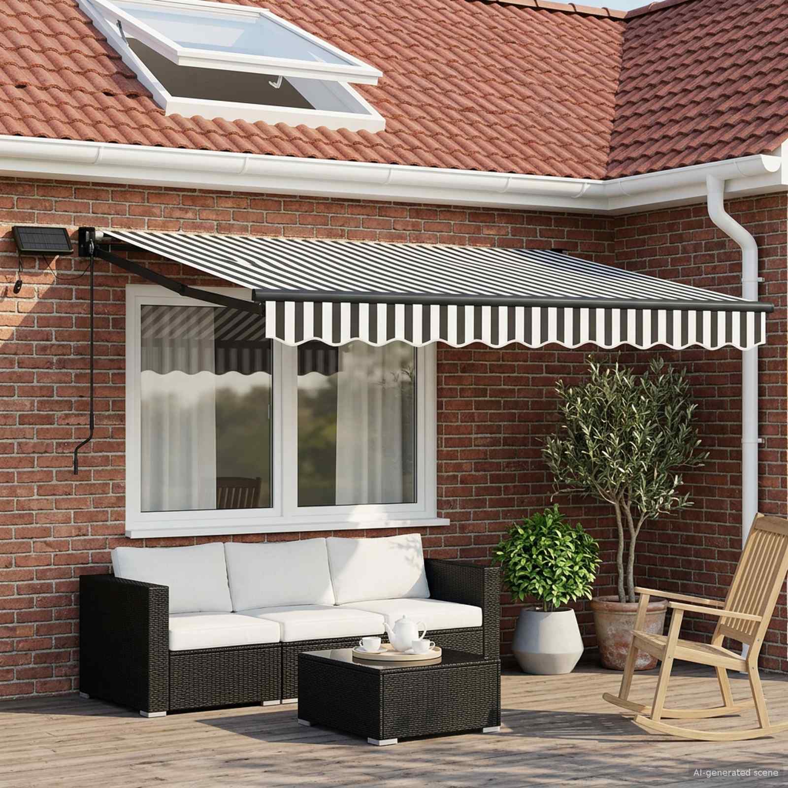 Handbediende luifel met LED's Antraciet en Wit 3 x 2,5 m