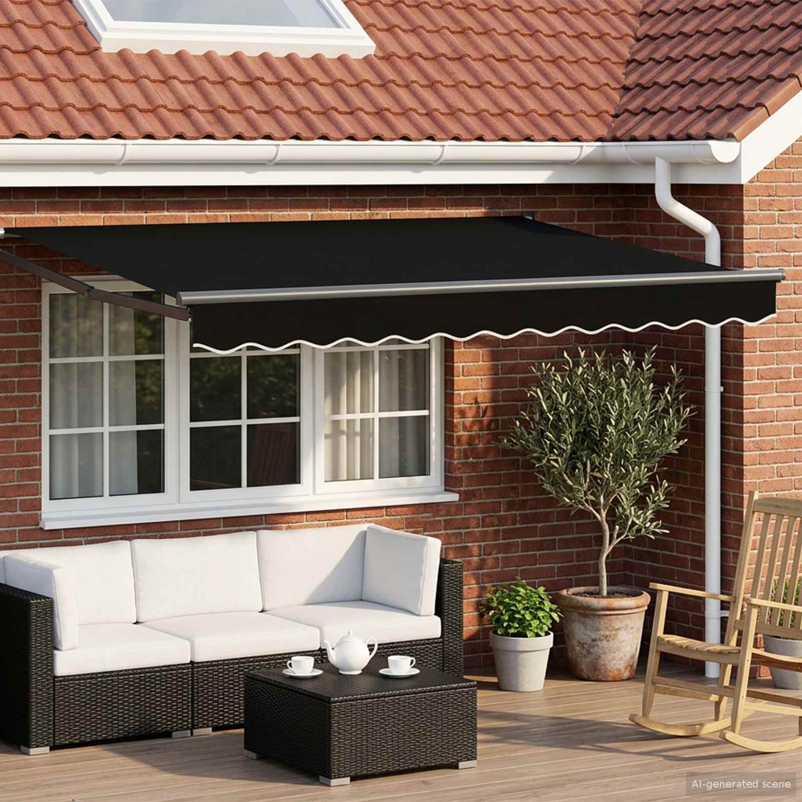 Handbediende luifel met LED's Zwart en Anthraciet 3 x 2,5 m