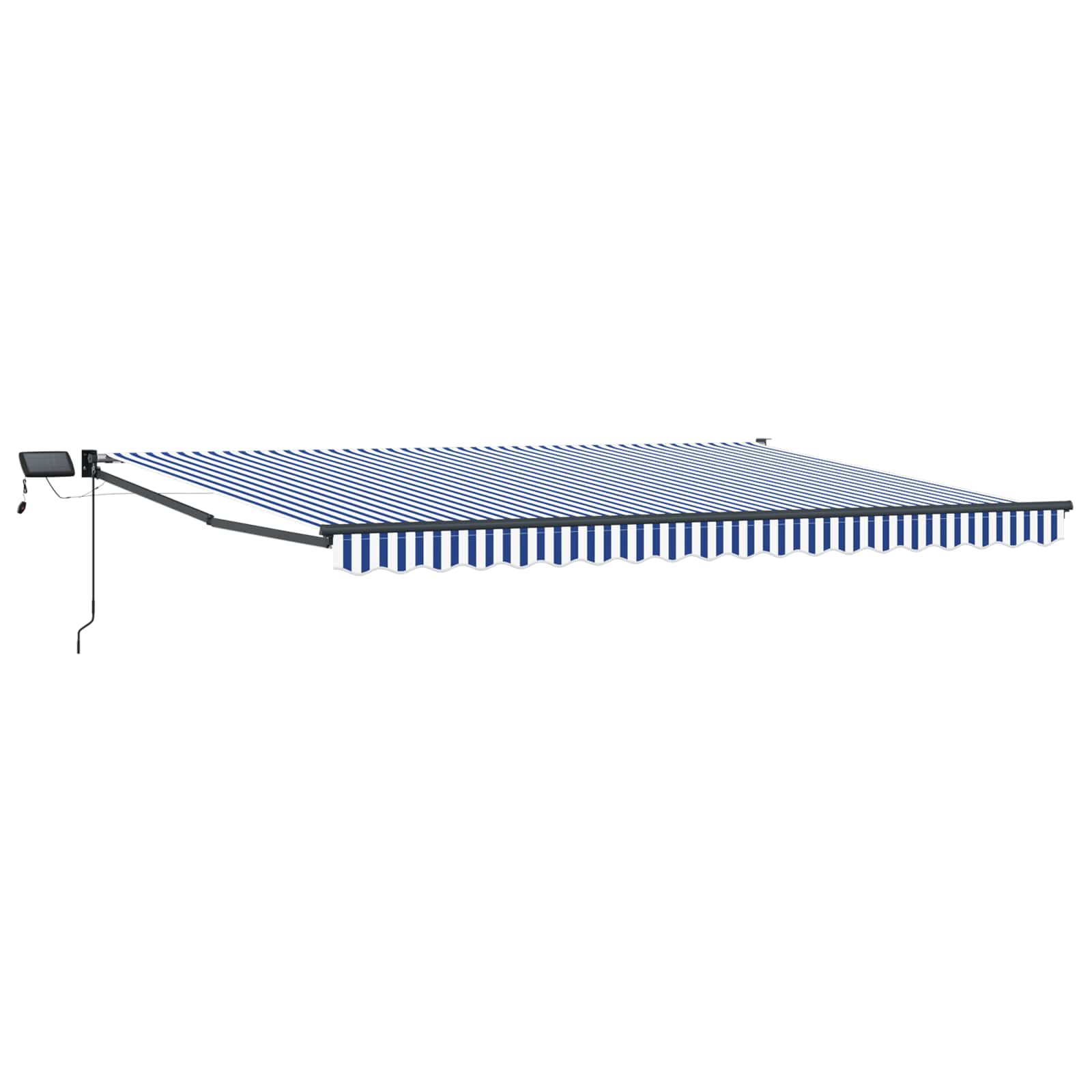 Handbediende luifel met LED's Blauw, Wit, Anthraciet 4,5 × 3 m