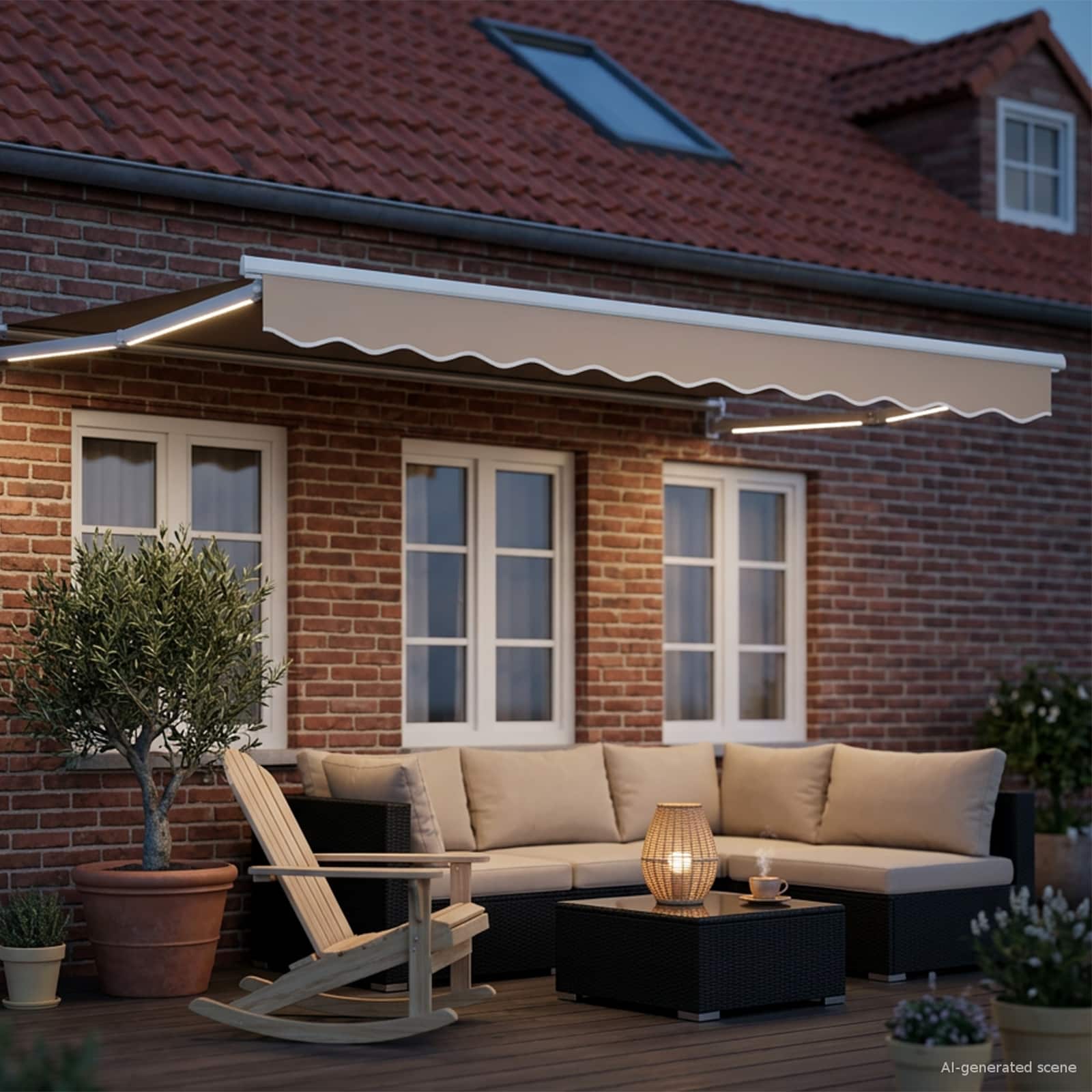 Elektrisch Uittrekbaar Zonnescherm Beige 3,5 x 2 m – afbeelding 3