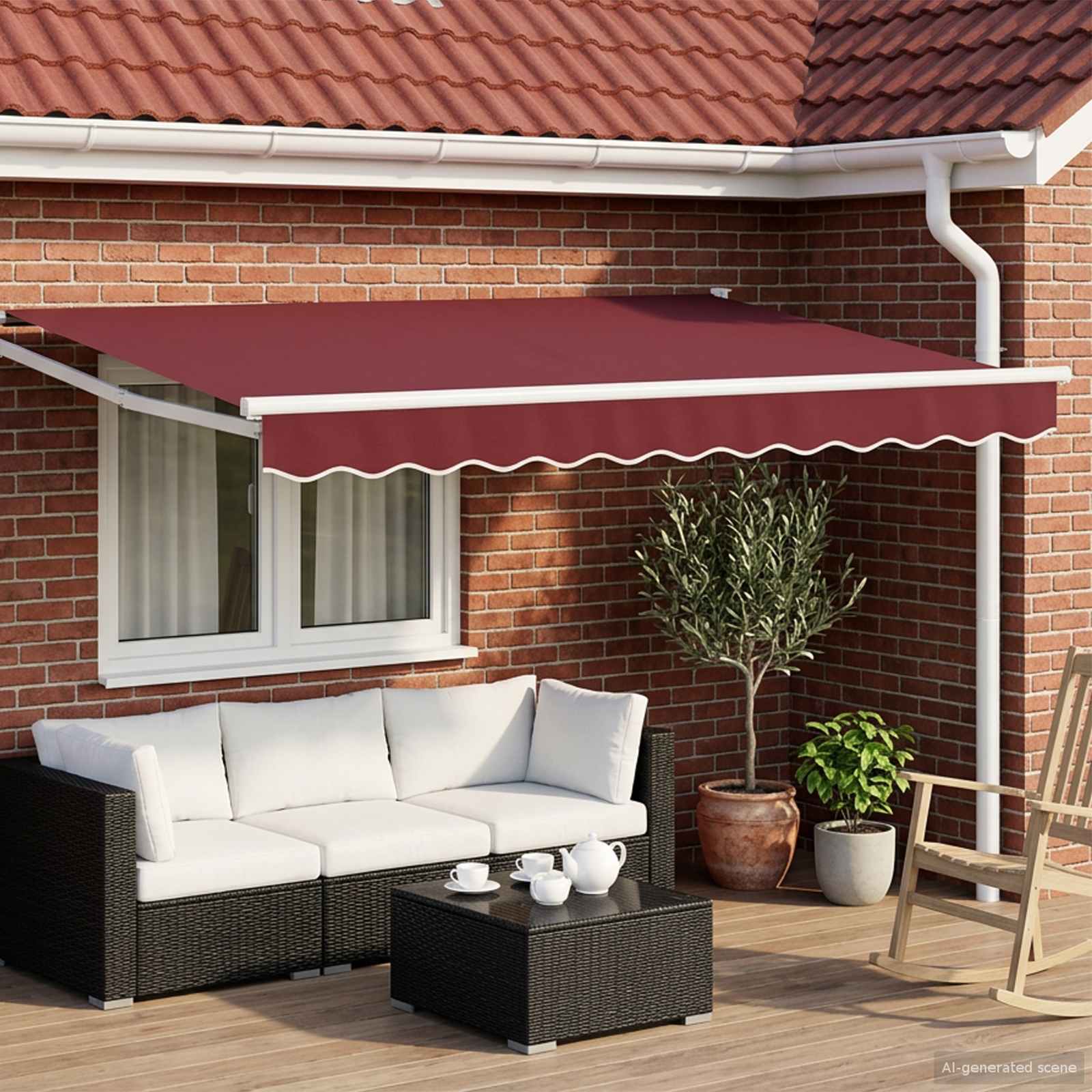 Elektrisch Uittrekbaar Zonnescherm Bordeaux Rood 3 x 2,5 m – afbeelding 1