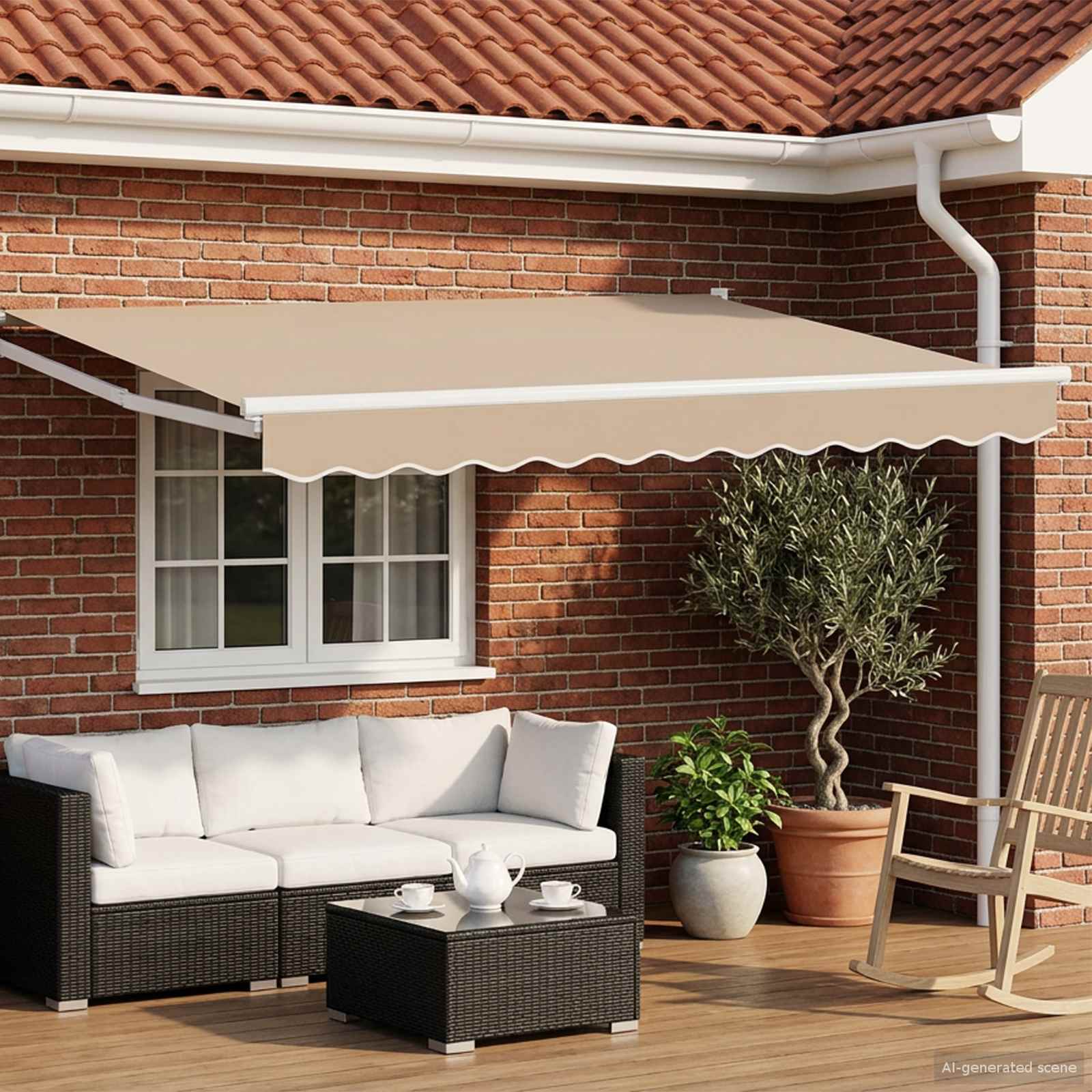 Elektrisch Uittrekbaar Zonnescherm Beige 3 x 2,5 m – afbeelding 1