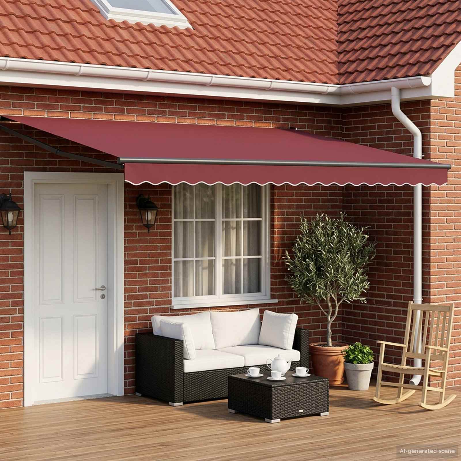 Elektrisch Uittrekbaar Zonnescherm Bordeaux Rood 5 x 3 m