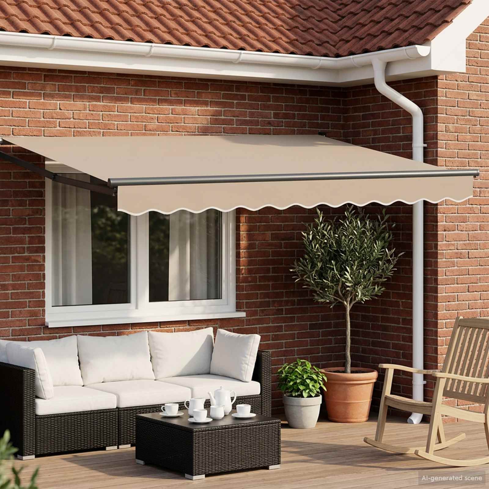 Elektrisch Uittrekbaar Zonnescherm Beige en Antraciet 3 x 2,5 m – afbeelding 1