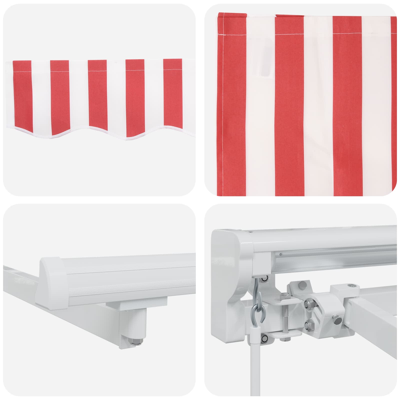 Handmatig uitschuifbare luifel Rood en Wit 3 x 2,5 m – afbeelding 7