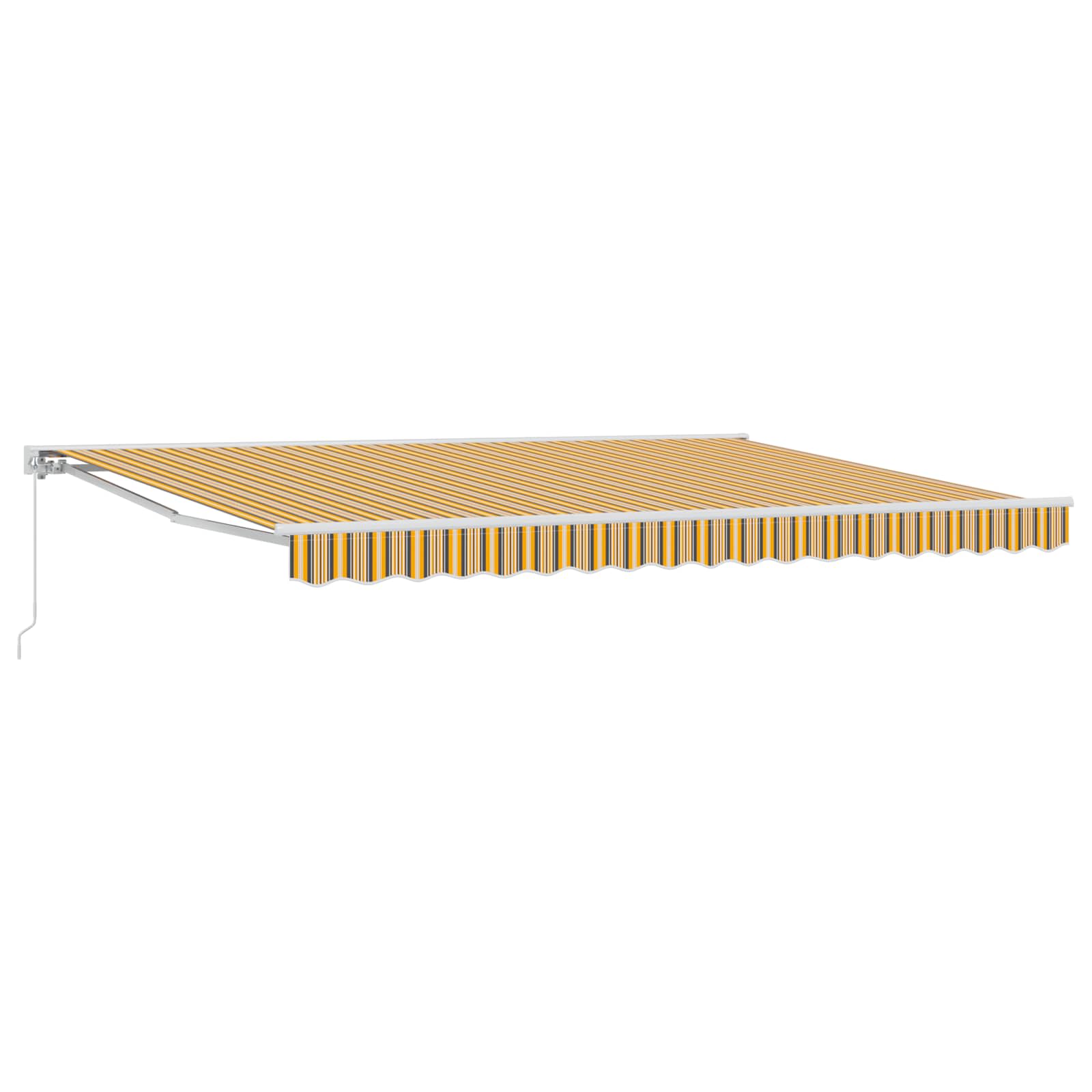 Handmatig uitschuifbare luifel Geel, Grijs en Wit 4 × 3,5 m – afbeelding 1