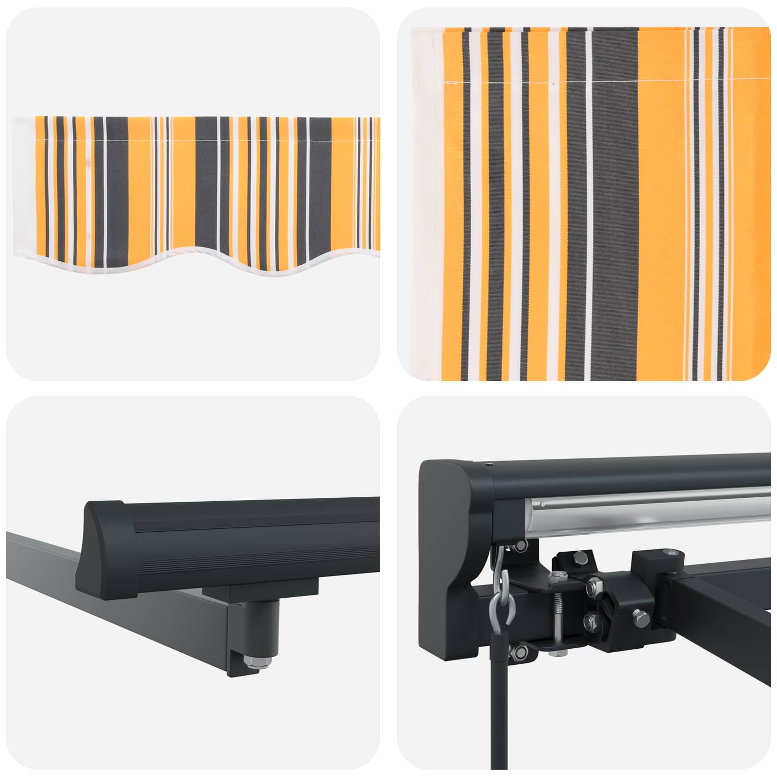 Handmatig uitschuifbare luifel Geel, Grijs en Wit 2,5 x 2 m – afbeelding 7