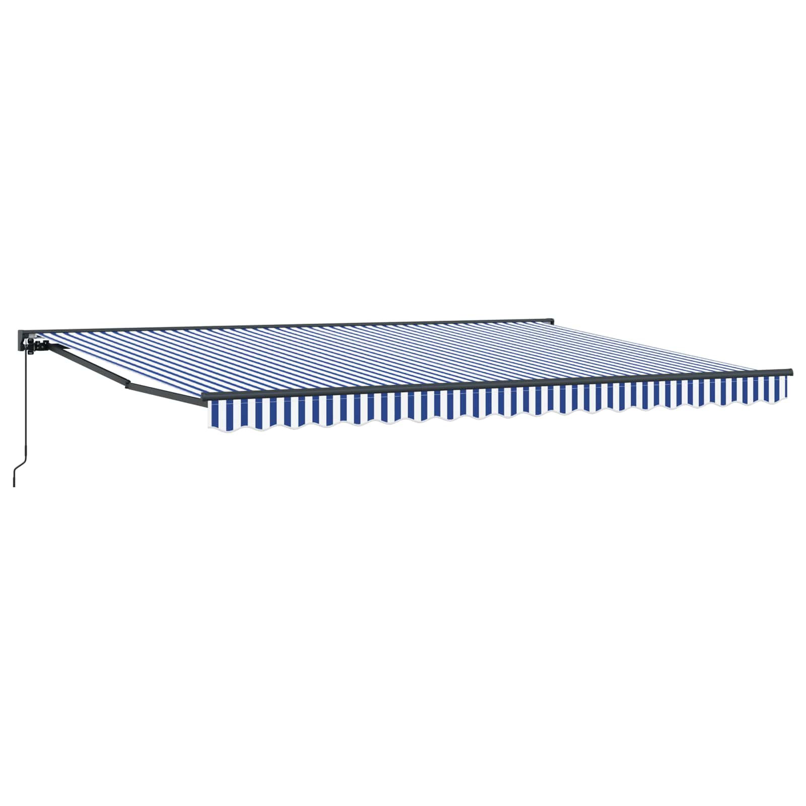 Handmatig uitschuifbare luifel Blauw en Wit 4 x 2 m – afbeelding 2