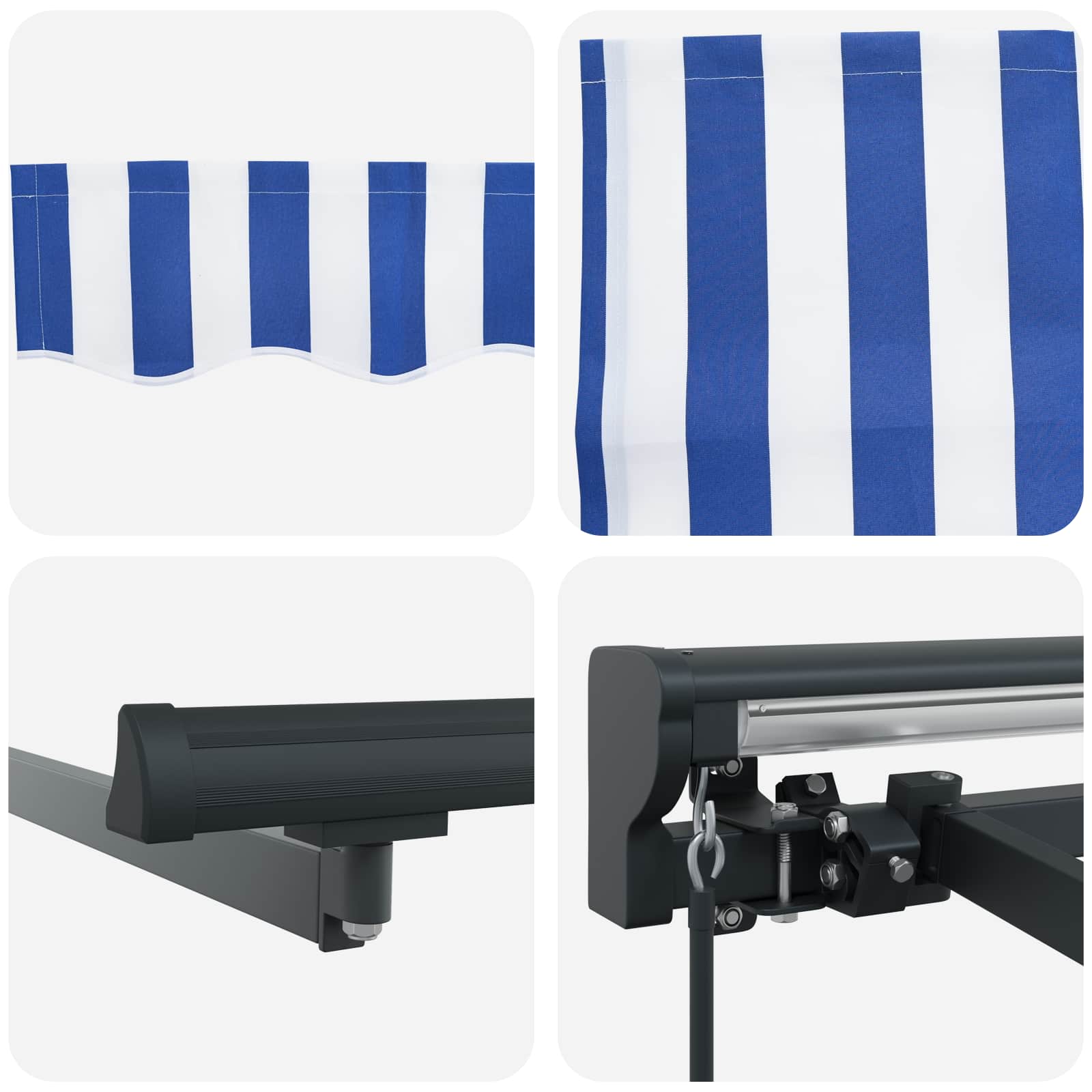 Handmatig uitschuifbare luifel Blauw en Wit 4 x 2 m – afbeelding 7