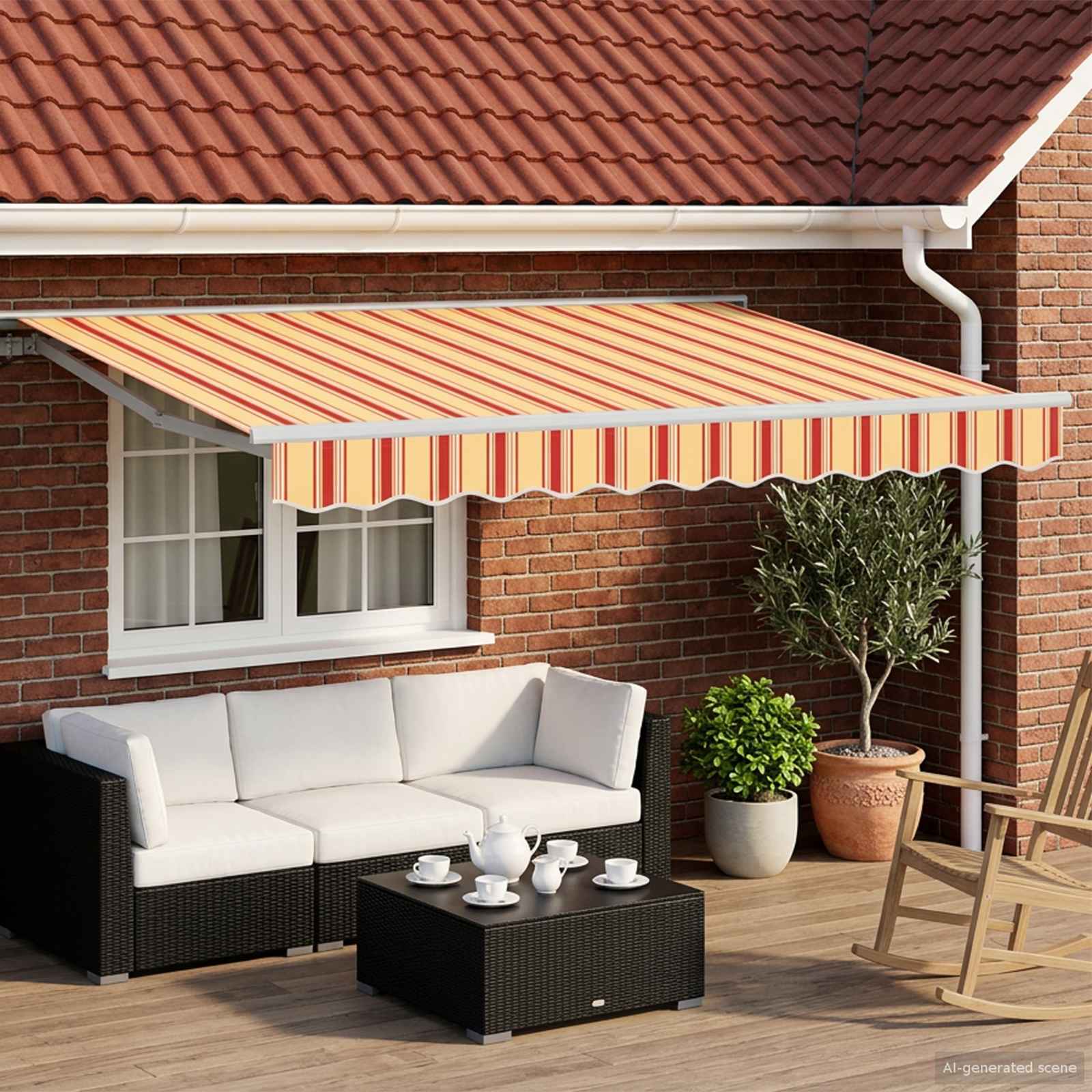 Handmatige Luifelhouder met LED's Geel, Oranje en Wit 2,5 x 2 m – afbeelding 1