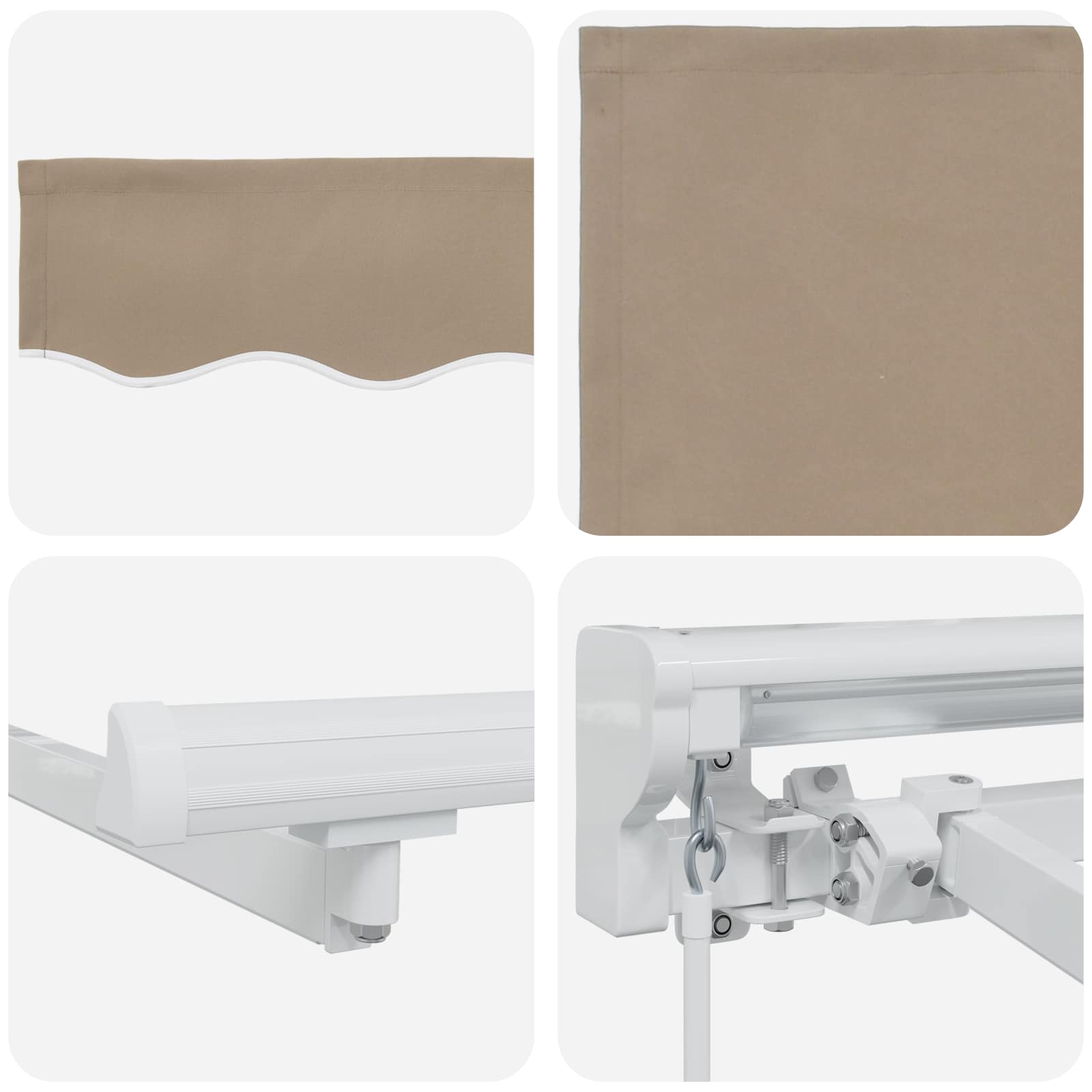 Handmatige Luifelhouder met LED's Beige en Wit 2,5 x 2 m – afbeelding 9