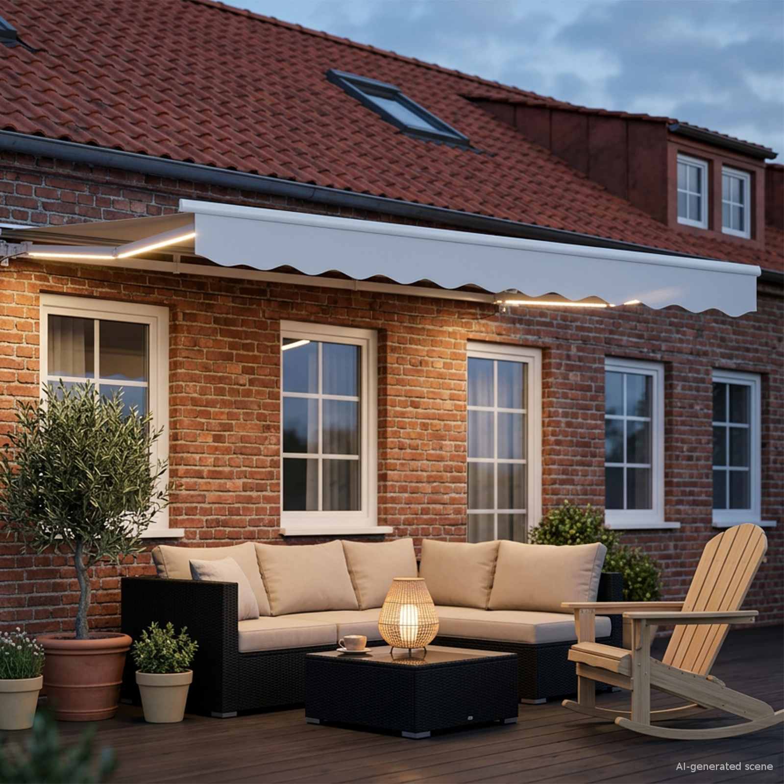 Handmatige Luifelhouder met LED's Wit 2,5 x 2 m – afbeelding 3