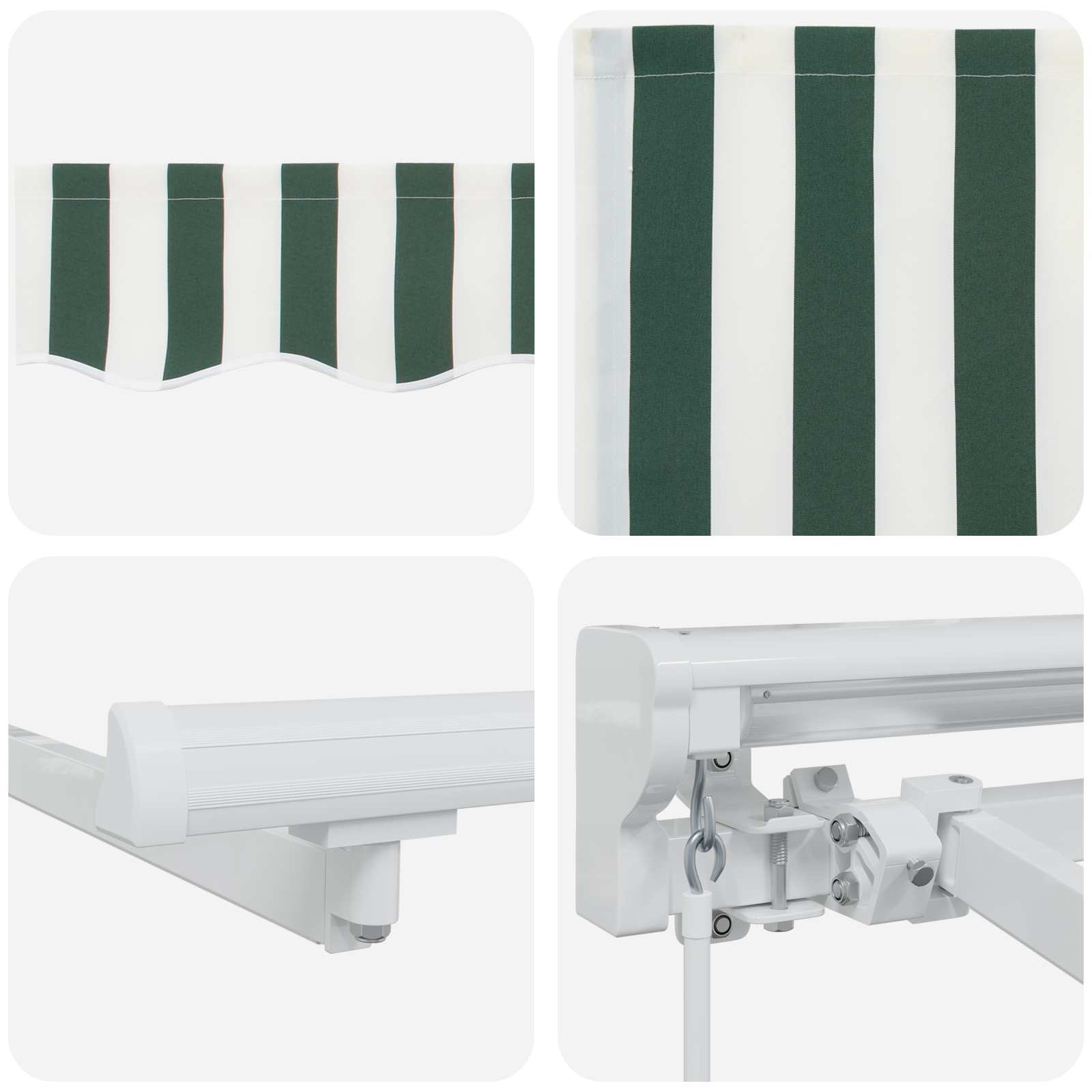 Handmatige Luifelhouder met LED's Groen en Wit 2,5 x 2 m – afbeelding 9