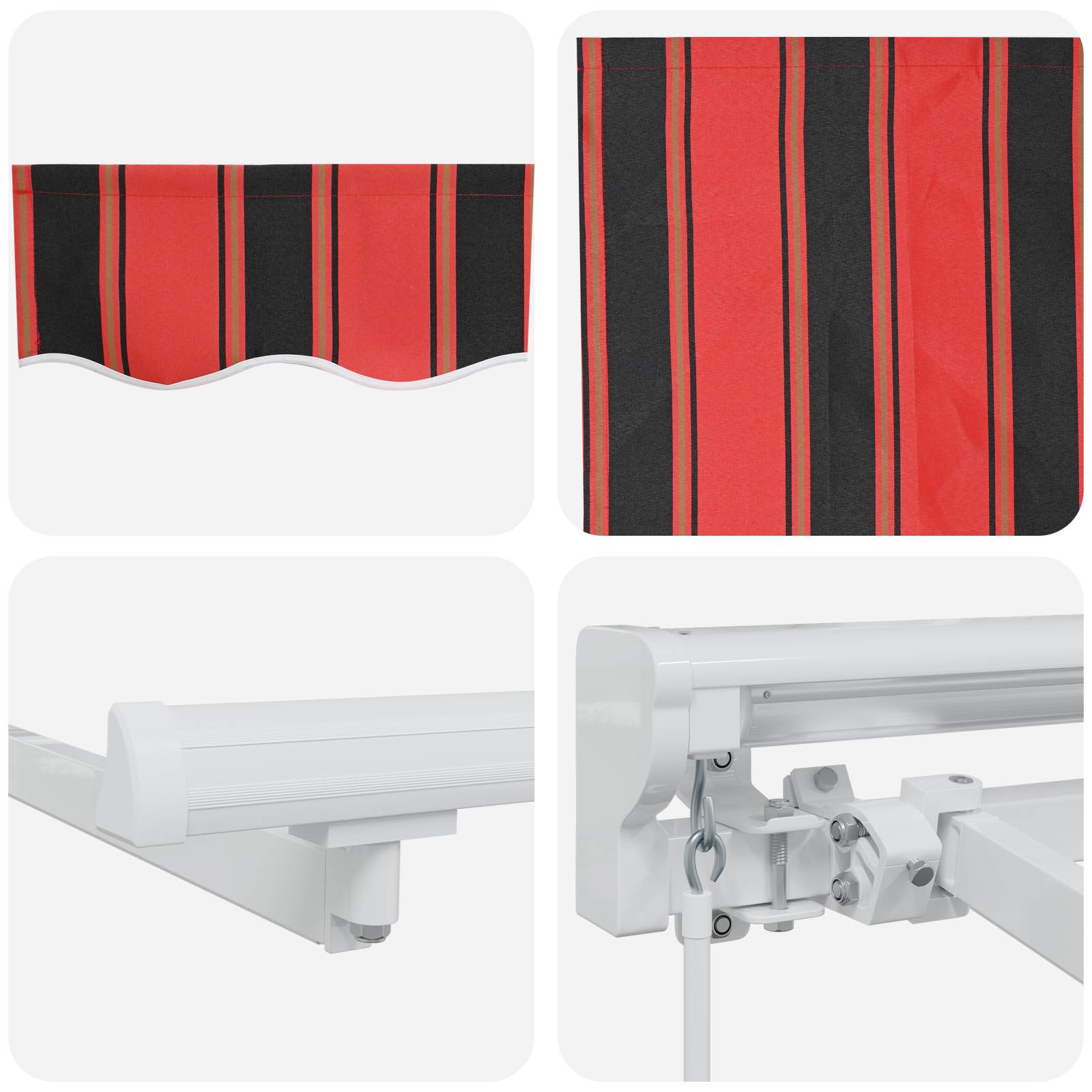 Handmatige Luifelhouder met LED's Oranje, Zwart, Wit 3 x 2 m – afbeelding 9