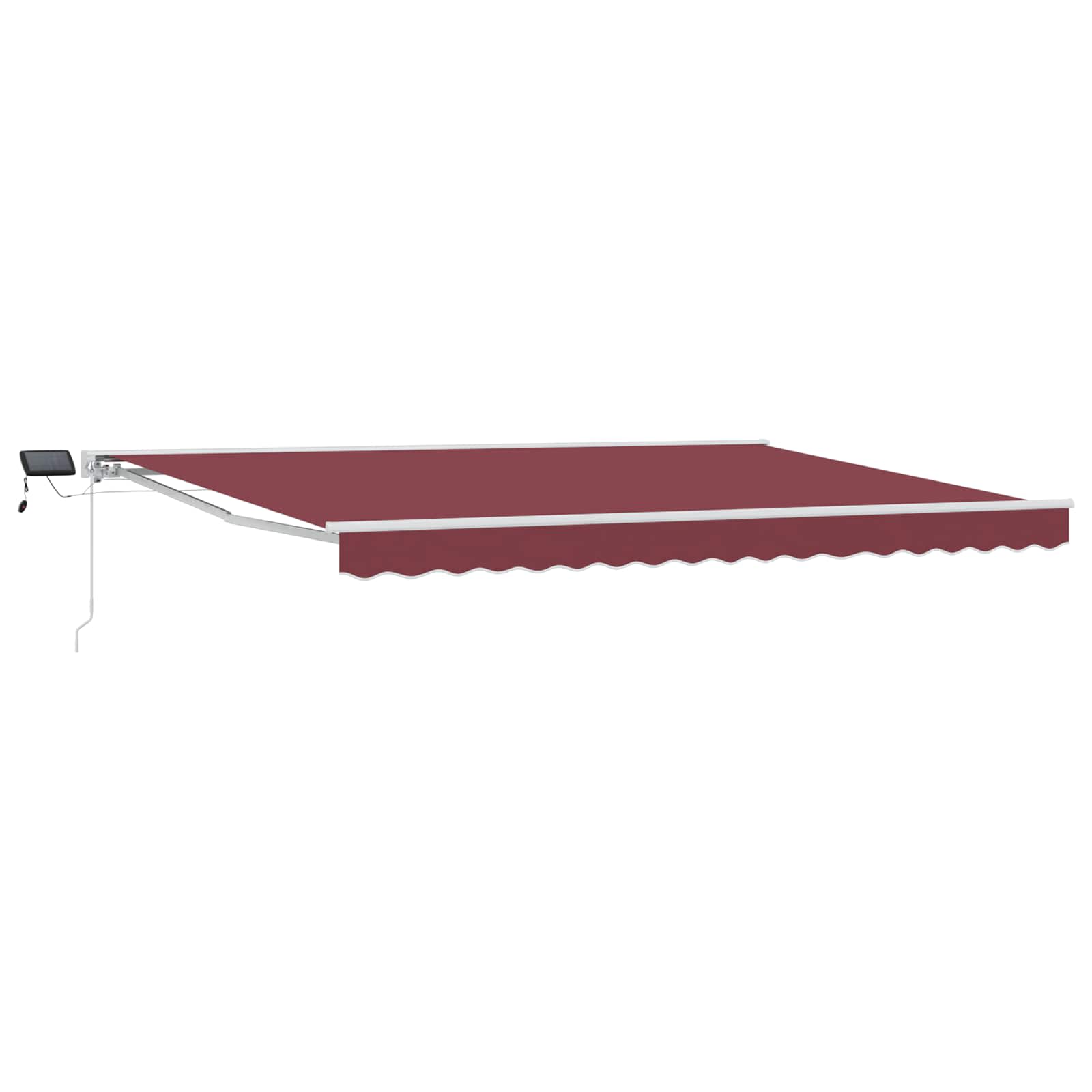 Handmatige Luifelhouder met LED's Bordeauxrood en Wit 4 x 2 m – afbeelding 2