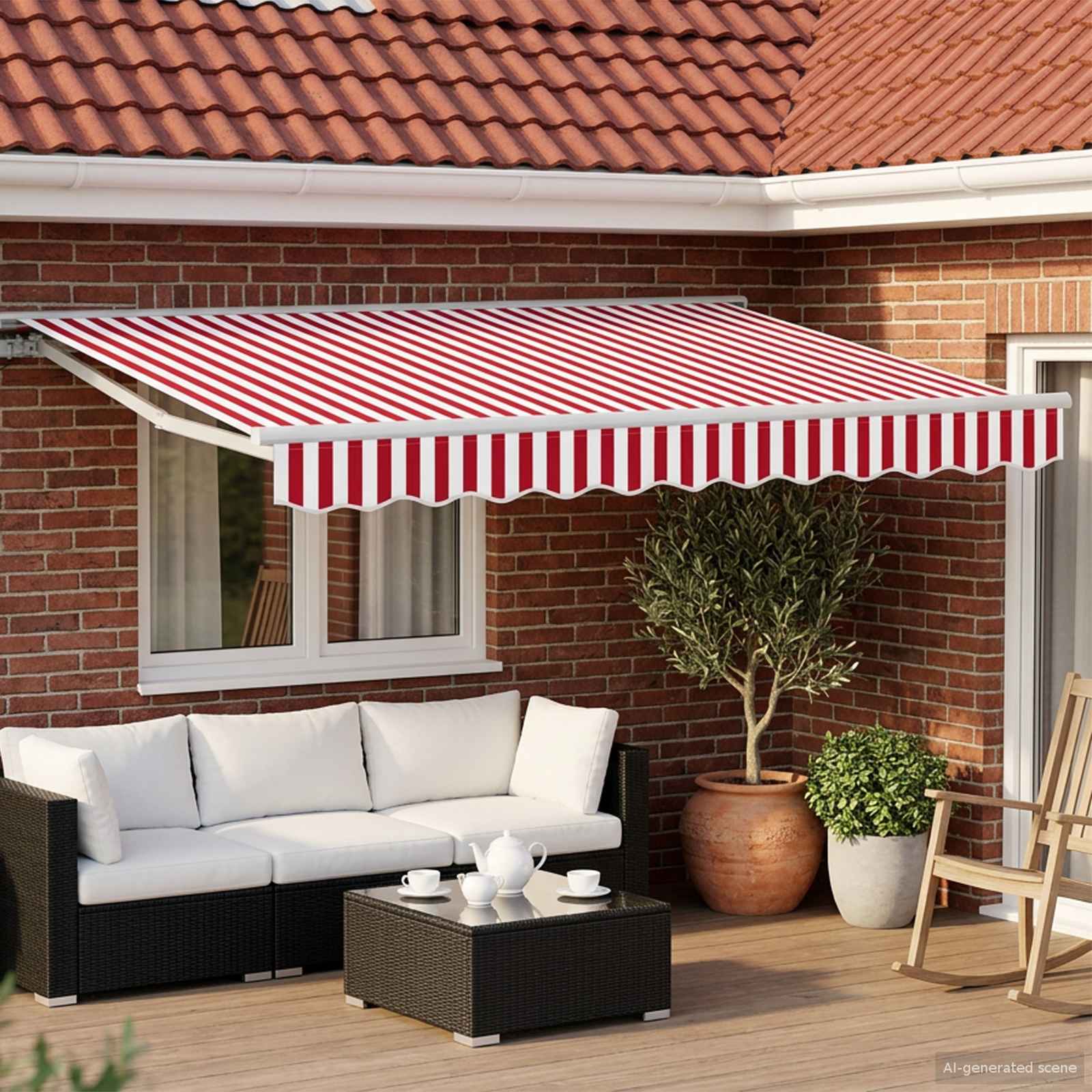 Handmatige Luifelhouder met LED's Rood en Wit 3 x 2,5 m – afbeelding 1