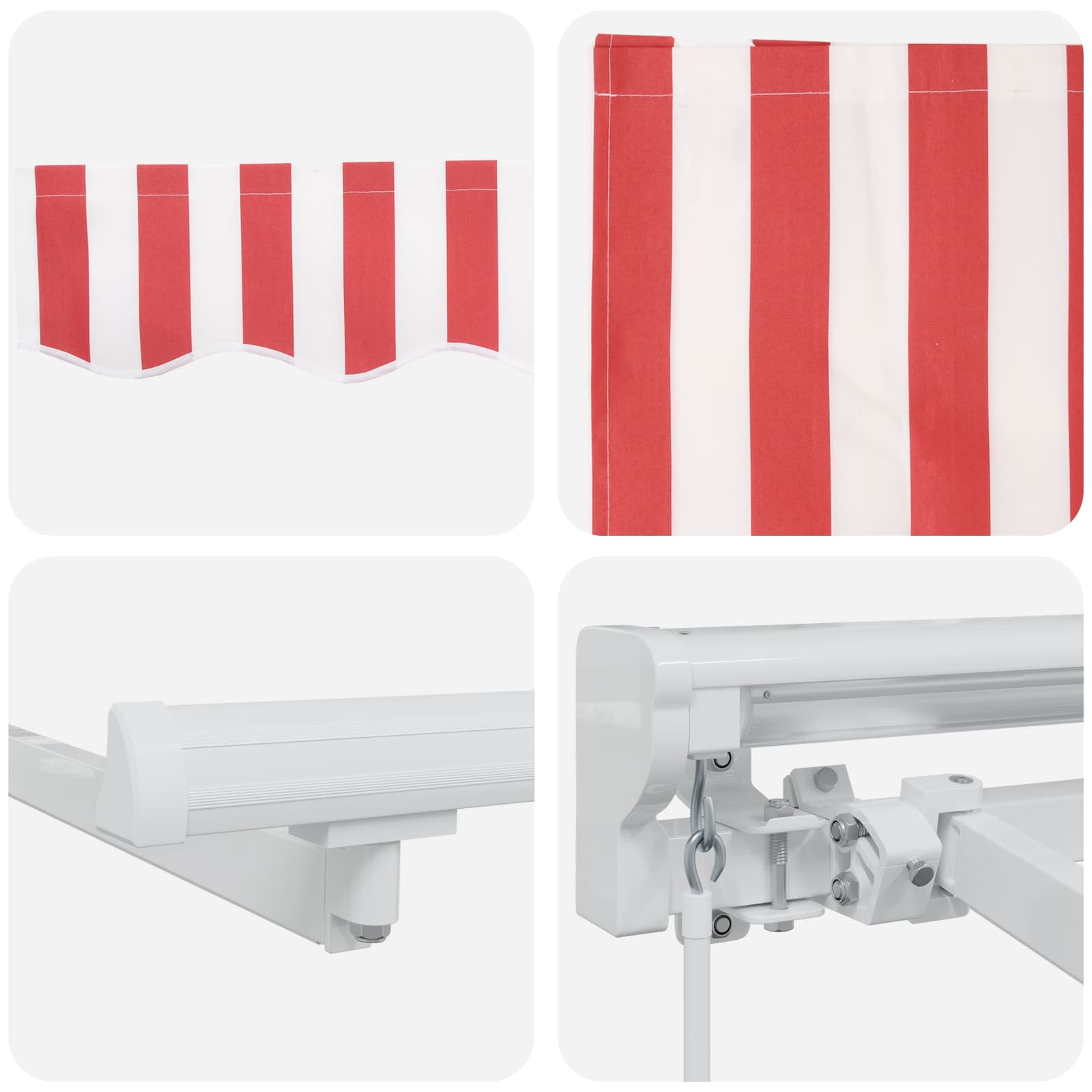 Handmatige Luifelhouder met LED's Rood en Wit 3 x 2,5 m – afbeelding 9