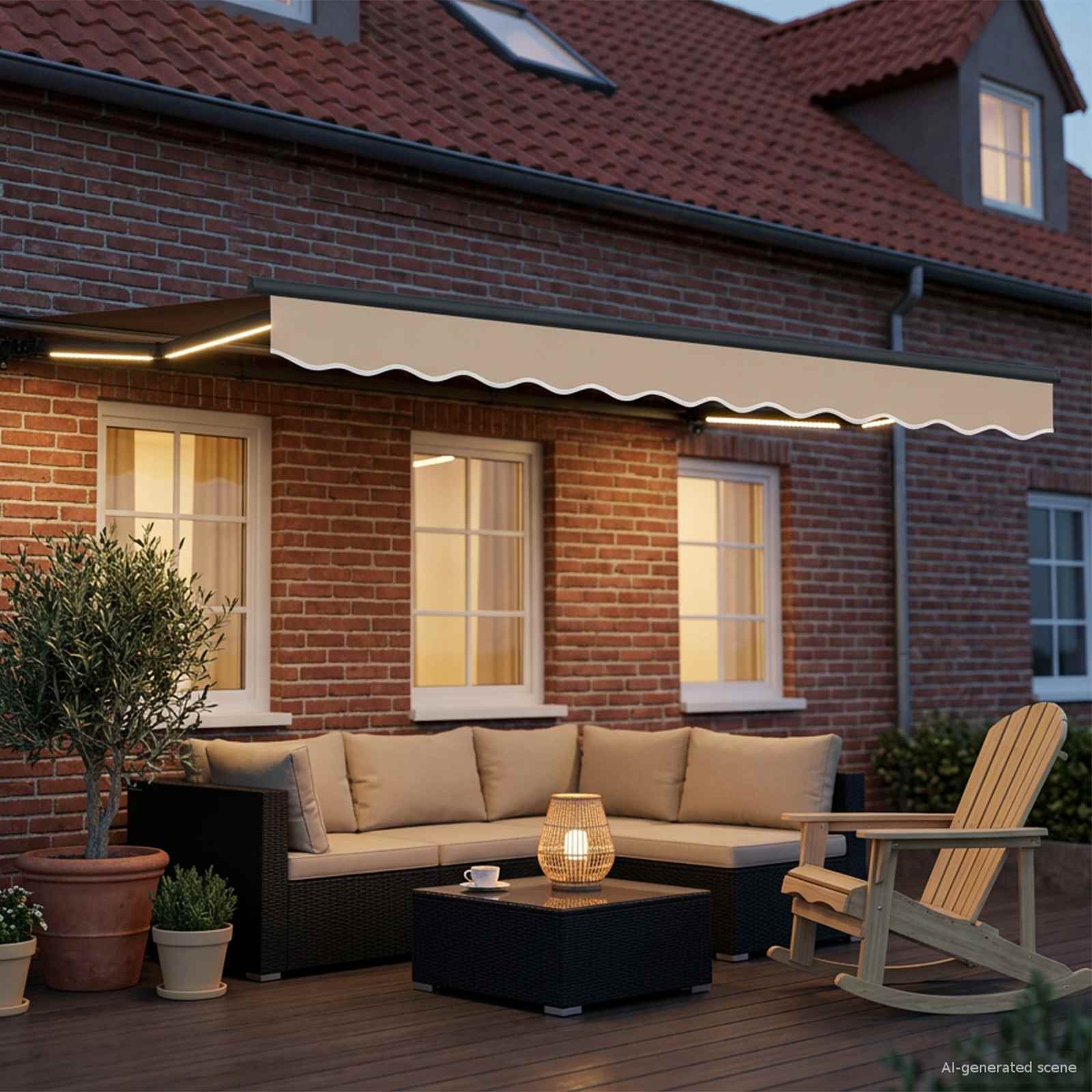 Handmatige Luifelhouder met LED's Beige en Antraciet 2,5 x 2 m – afbeelding 3