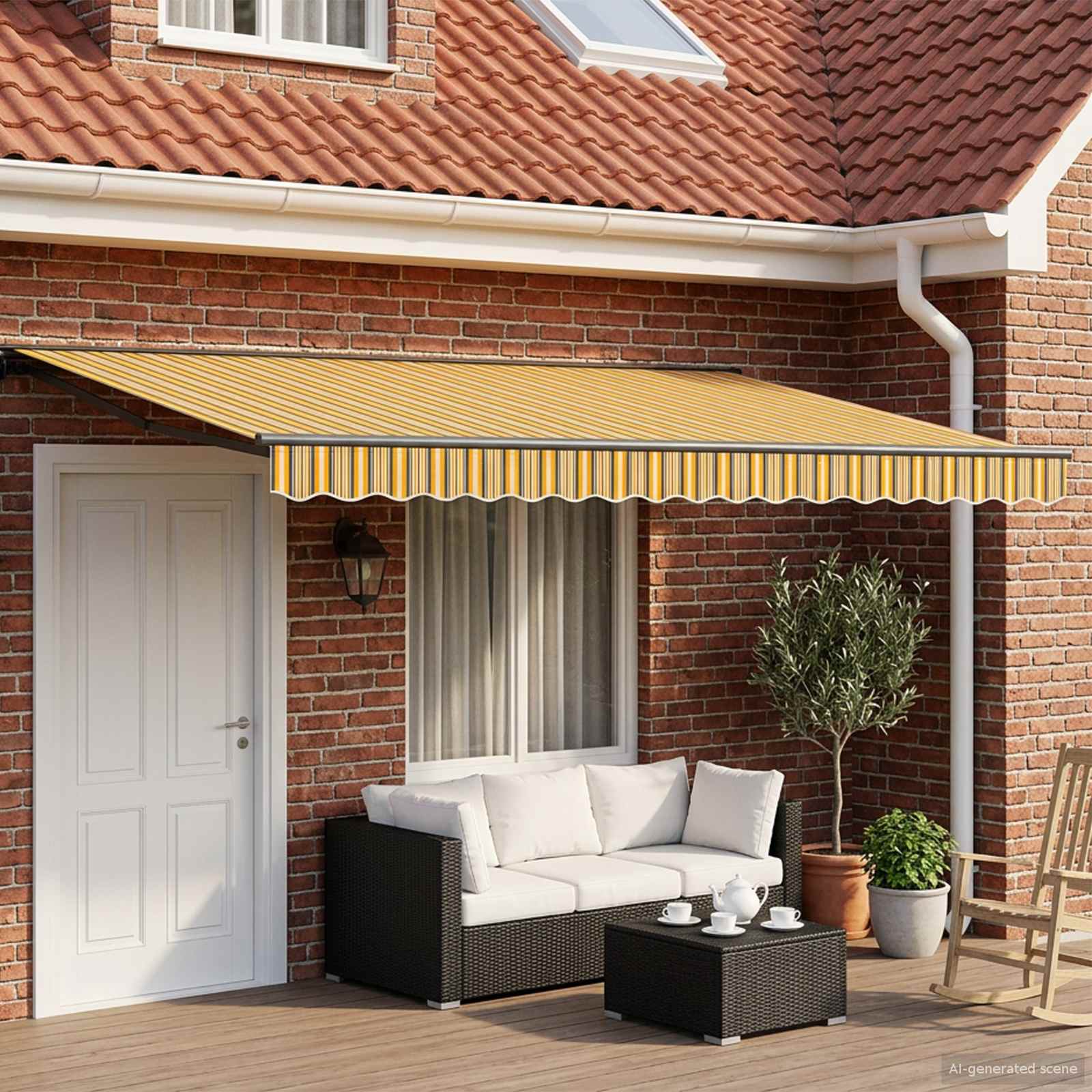 Handmatige Luifelhouder met LED's 4,5 × 3 m