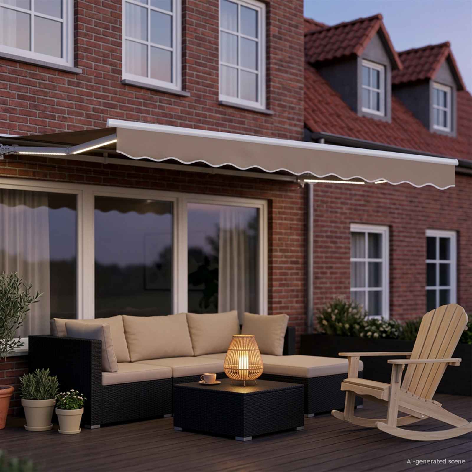 Elektrisch Uittrekbaar Zonnescherm Beige en Wit 2,5 x 2 m – afbeelding 3