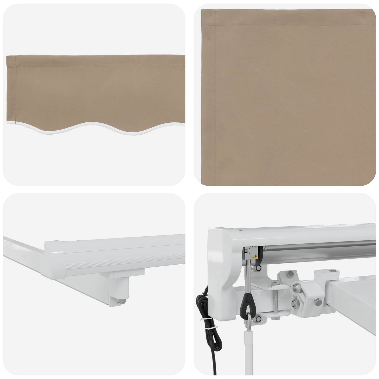 Elektrisch Uittrekbaar Zonnescherm Beige en Wit 2,5 x 2 m – afbeelding 9