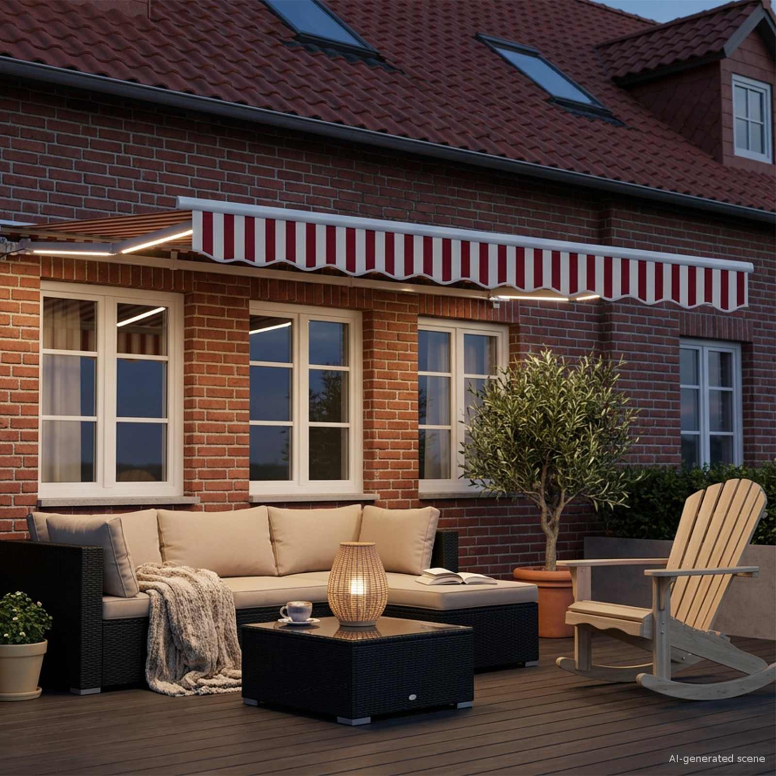 Elektrisch Uittrekbaar Zonnescherm Rood en Wit 3 x 2,5 m – afbeelding 3