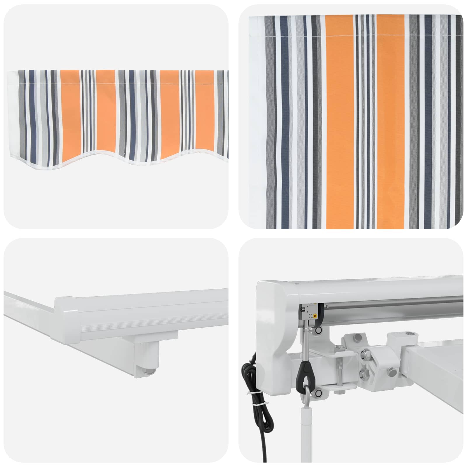 Elektrisch Uittrekbaar Zonnescherm Blauw, Oranje, Wit 5 x 3 m – afbeelding 9