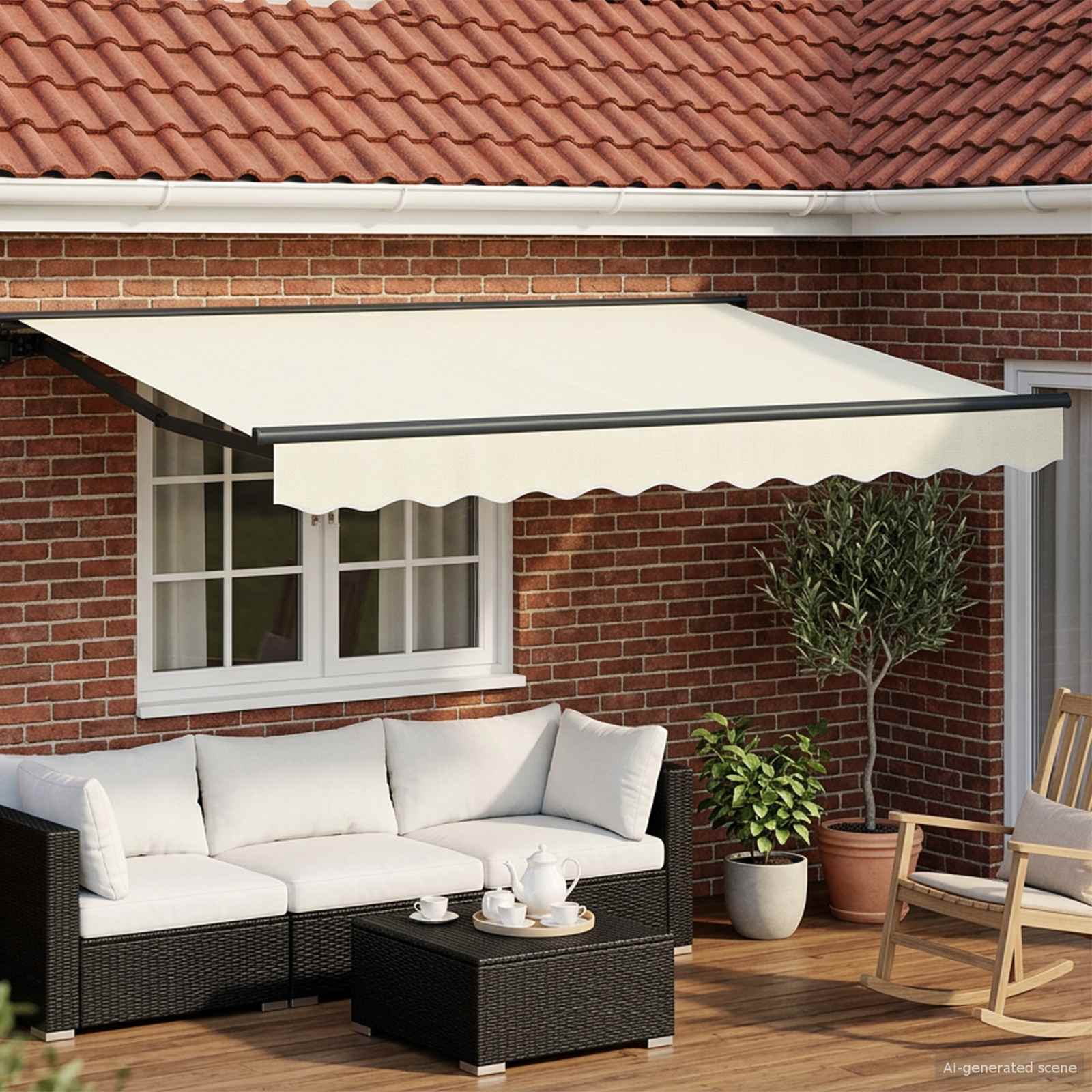 Elektrisch Uittrekbaar Zonnescherm Crème en Antraciet 2,5 x 2 m – afbeelding 1