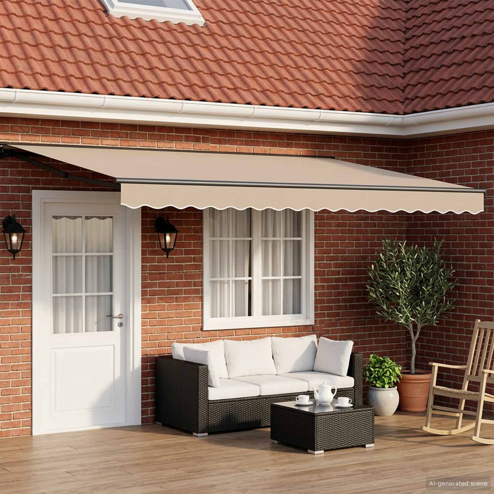 Elektrisch Uittrekbaar Zonnescherm Beige en Antraciet 4,5 × 3 m – afbeelding 1
