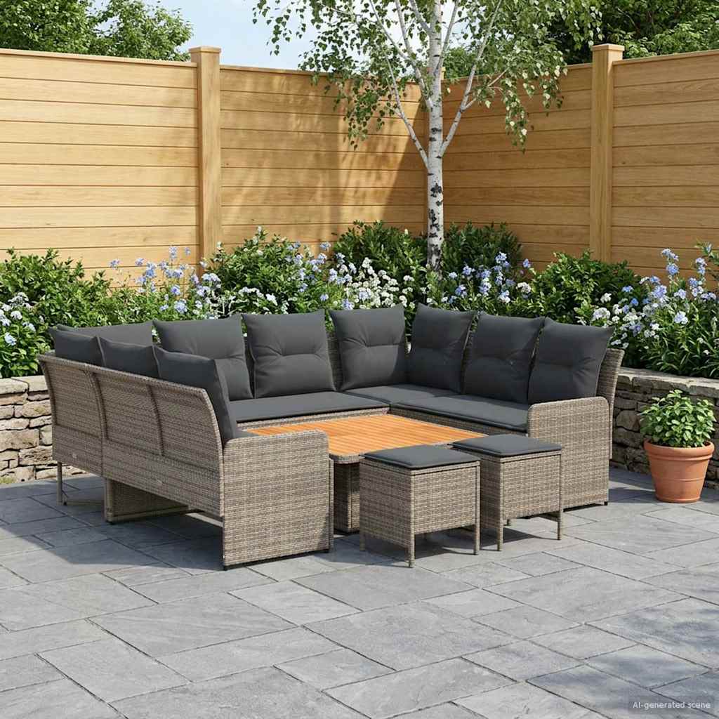 Meubelsets met kussen 8 pcs Grijs en Donkergrijs PE Rattan – afbeelding 1