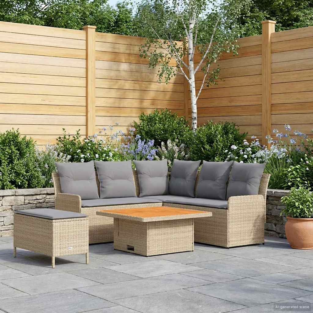 Meubelsets met kussen 5 pcs Beige en Licht Grijs PE Rattan
