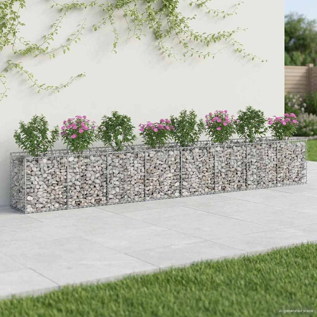 Gabion Verhoogd Bed 2 pcs Zilverkleurig