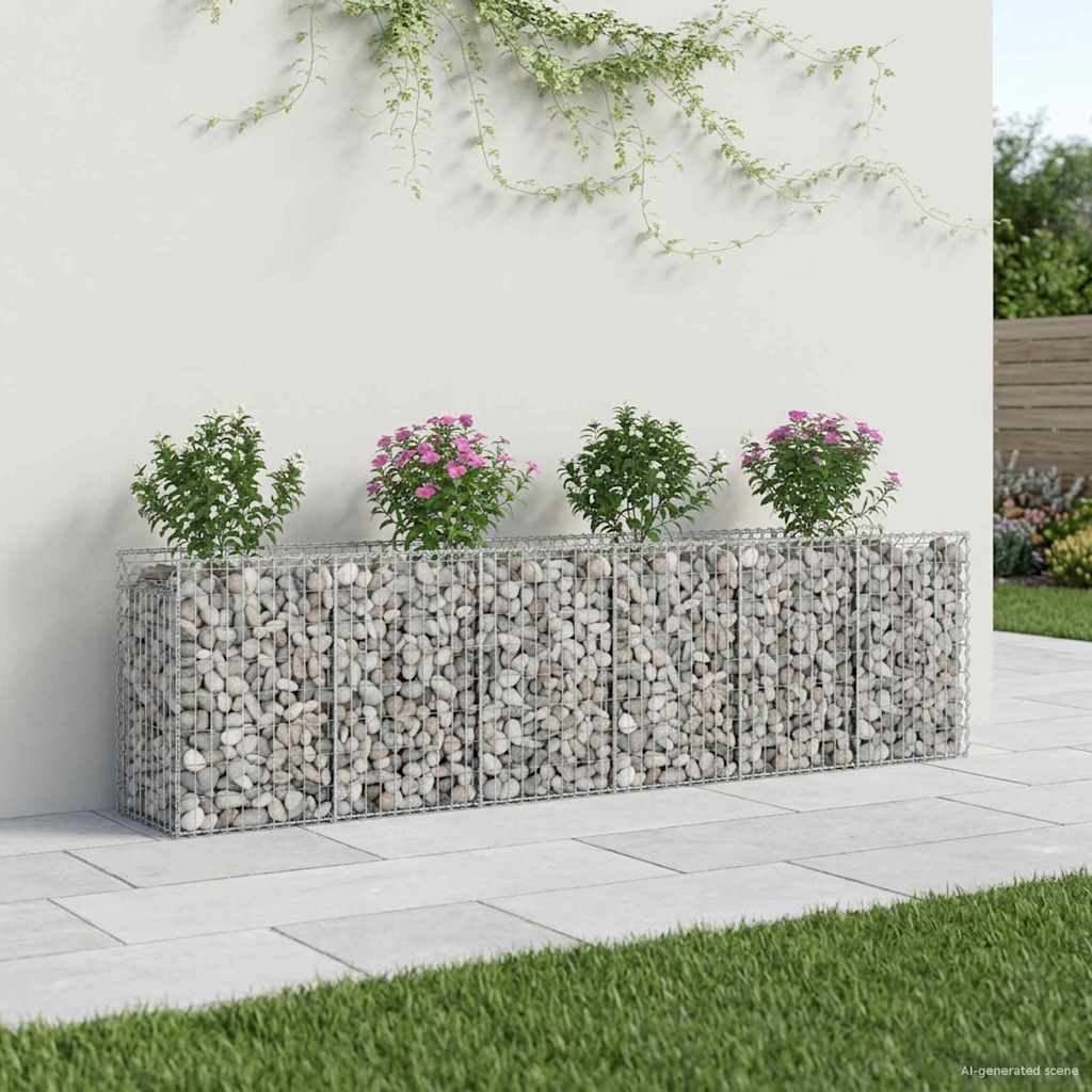 Gabion Verhoogd Bed 2 pcs Zilverkleurig