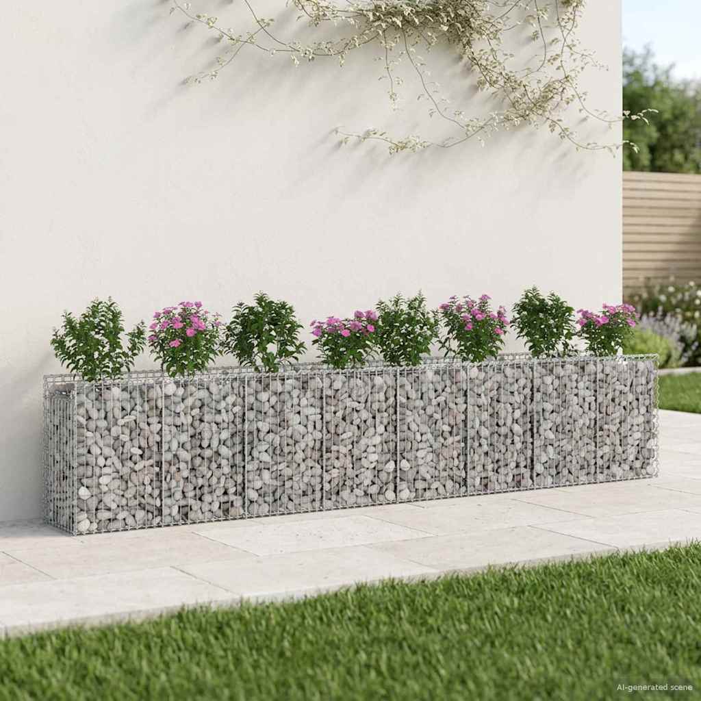 Gabion Verhoogd Bed 3 pcs Zilverkleurig