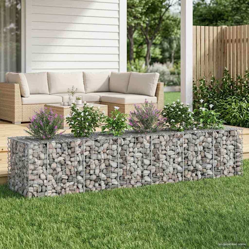 Gabion Verhoogd Bed 2 pcs Zilver 260 x 60 x 55 cm