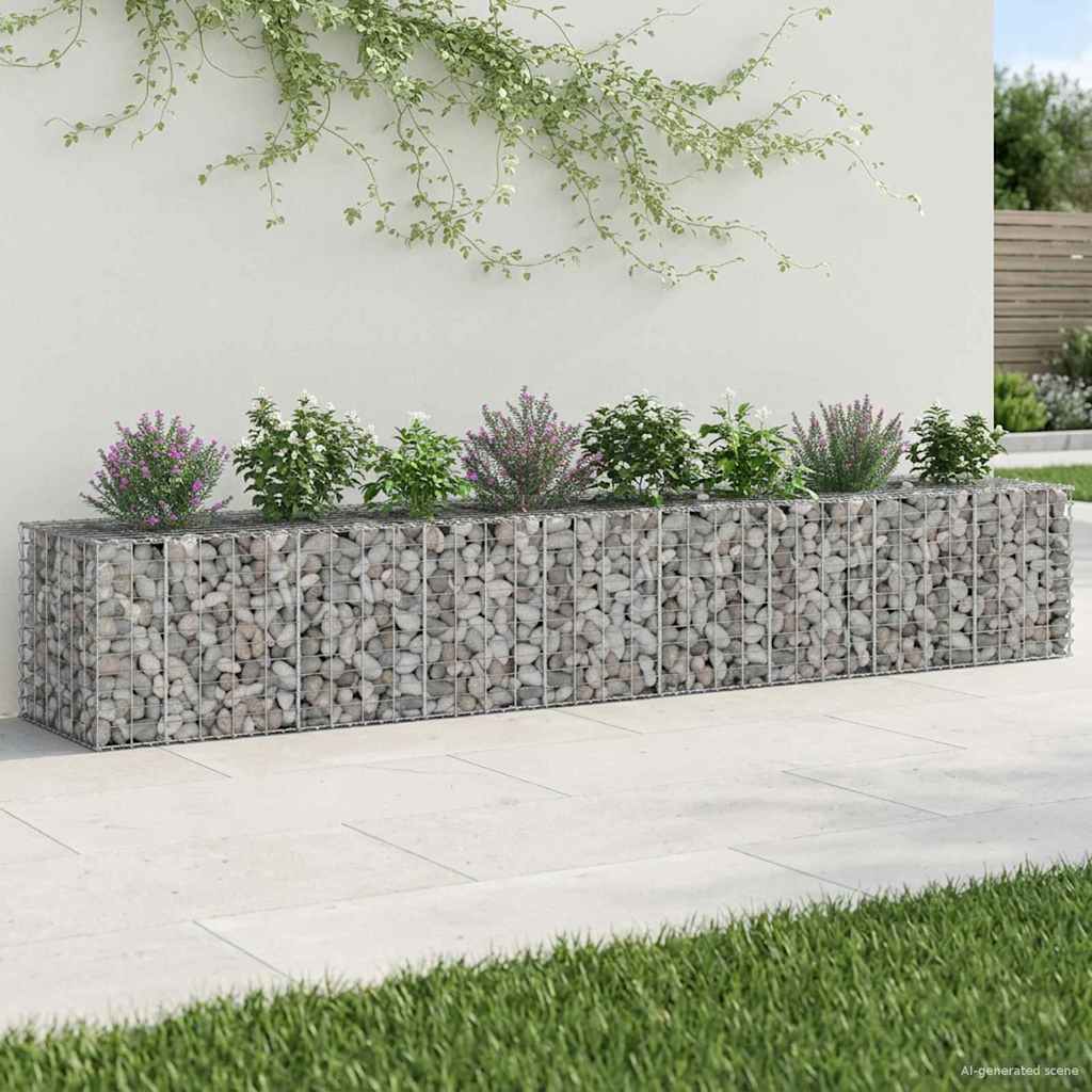 Gabion Verhoogd Bed 2 pcs Zilver 340 x 60 x 55 cm