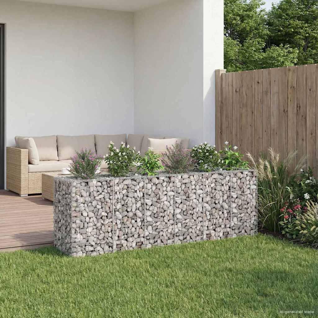 Gabion Verhoogd Bed 2 pcs Zilver 250 x 50 x 80 cm