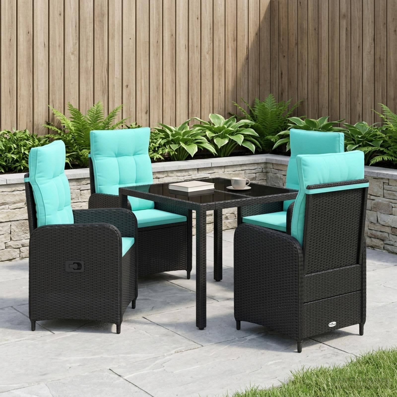 Buiten eettafelset 5 pcs poly rattan