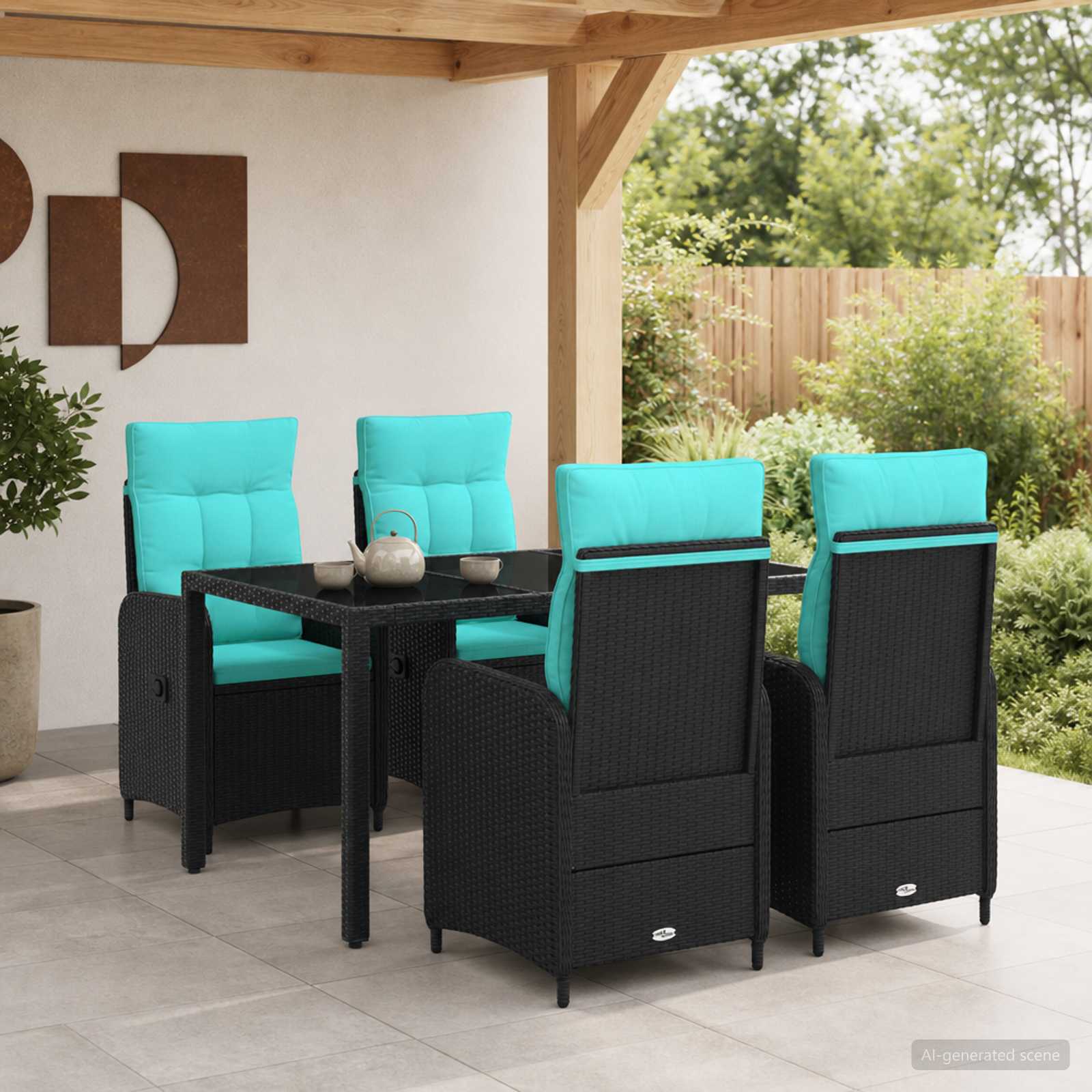 Buiten eettafelset 5 pcs poly rattan – afbeelding 1